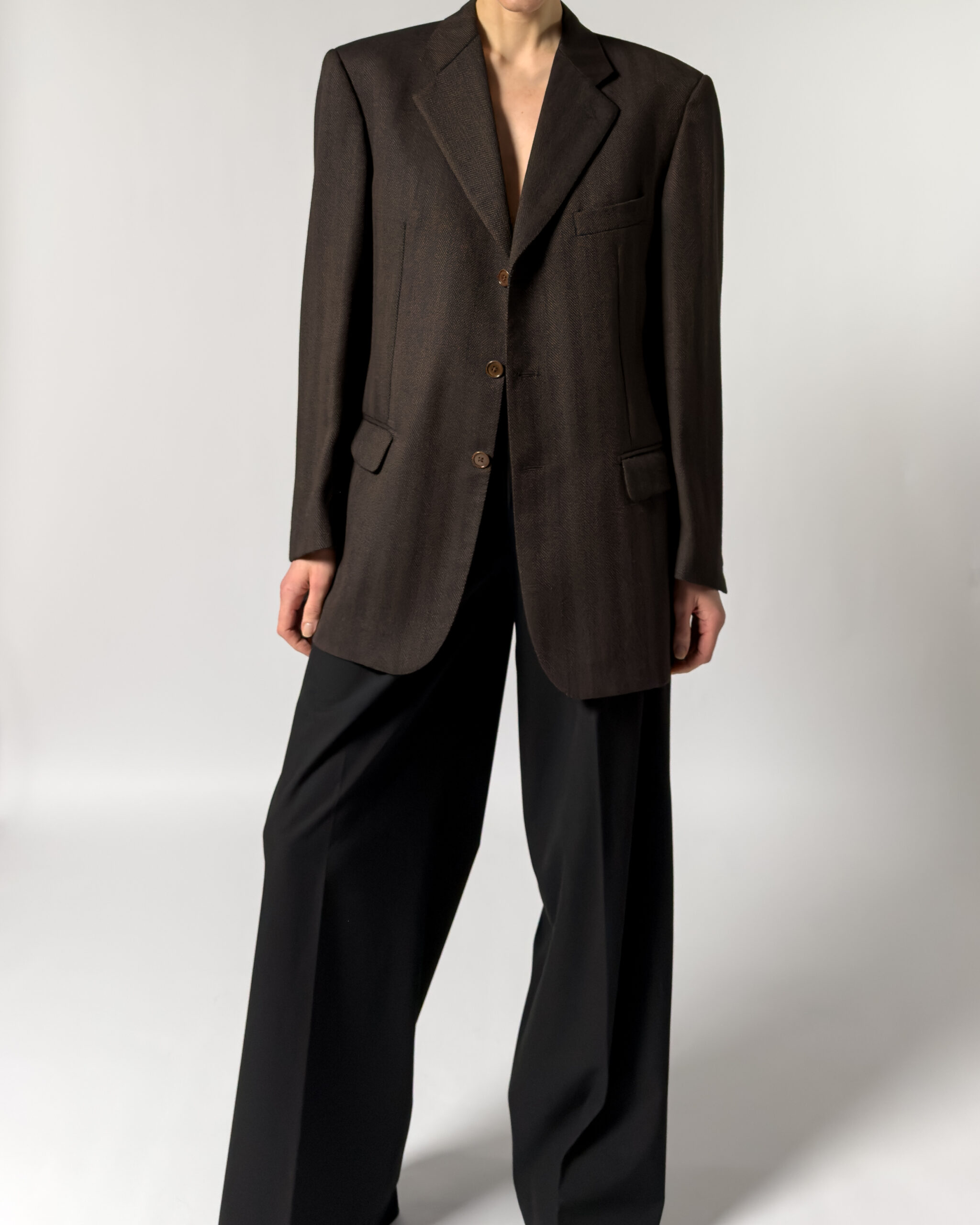 Yves Saint Laurent Wool Blazer | Dark Brown