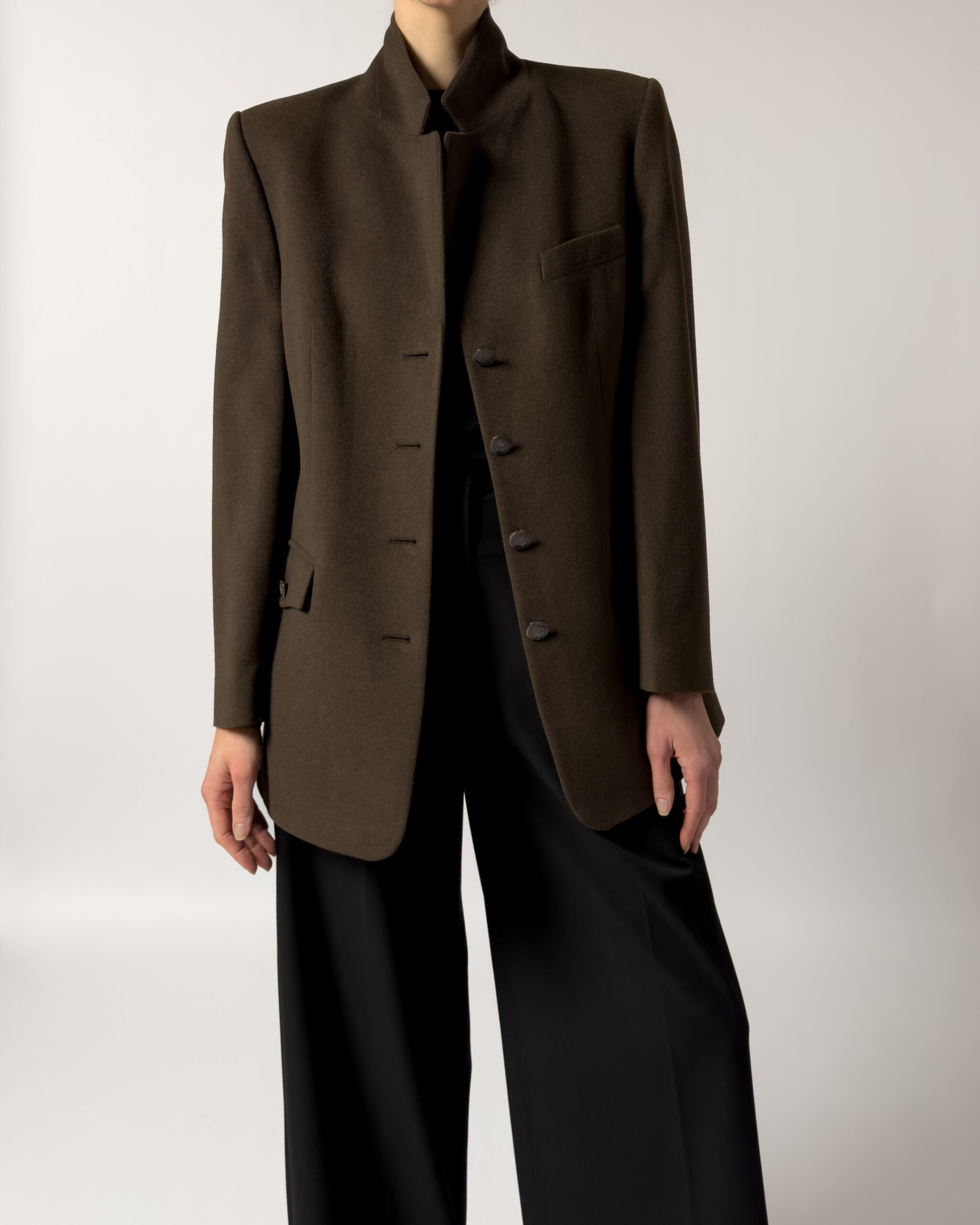 Angora & Lambswool Tailored Blazer | Dark Brown