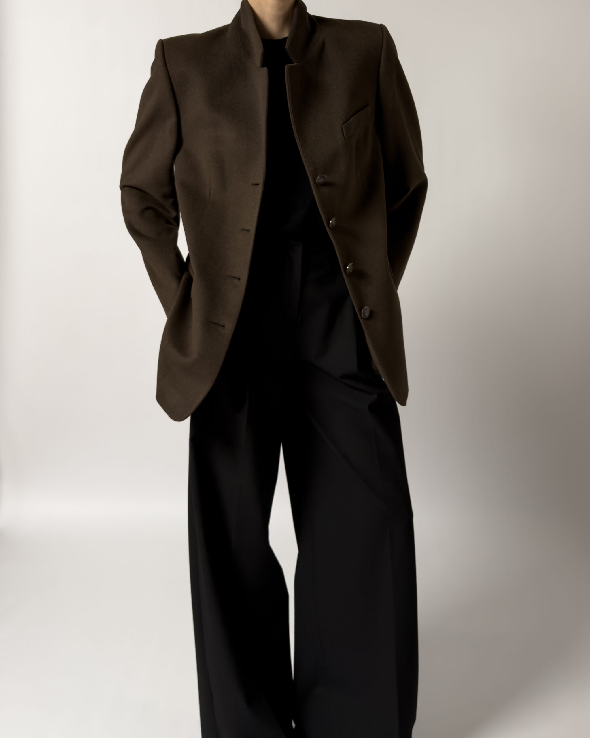 Angora & Lambswool Tailored Blazer | Dark Brown