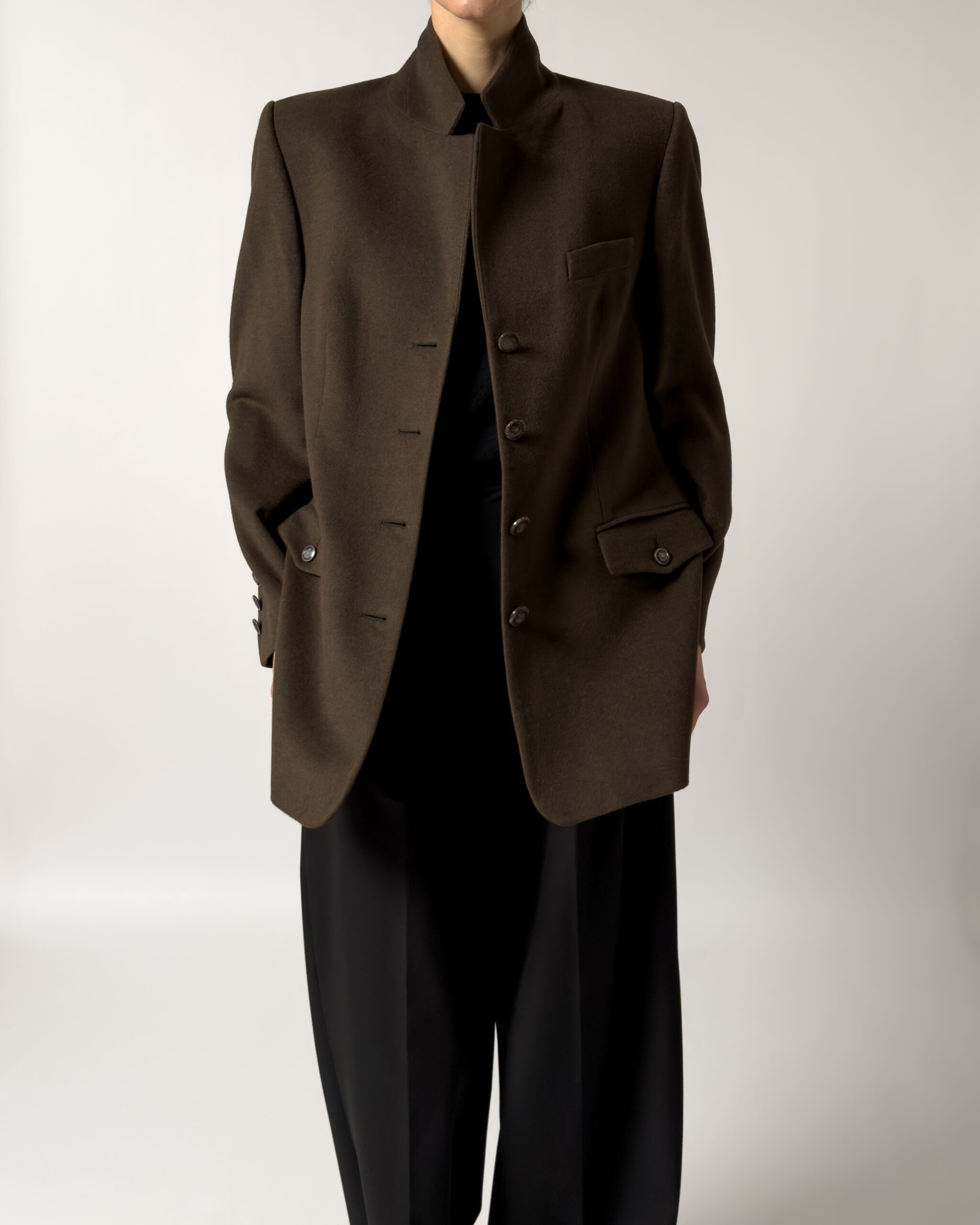 Angora & Lambswool Tailored Blazer | Dark Brown