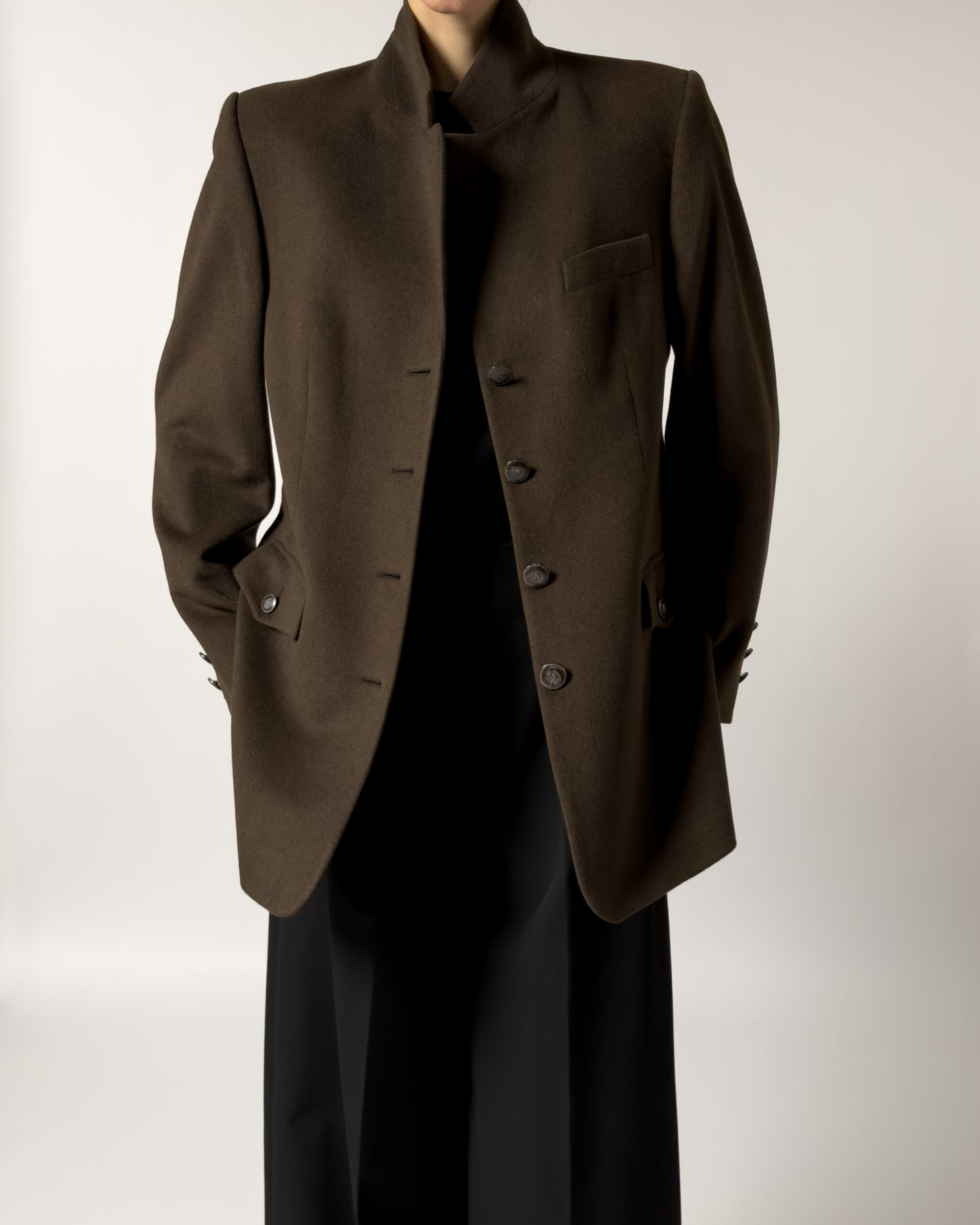 Angora & Lambswool Tailored Blazer | Dark Brown