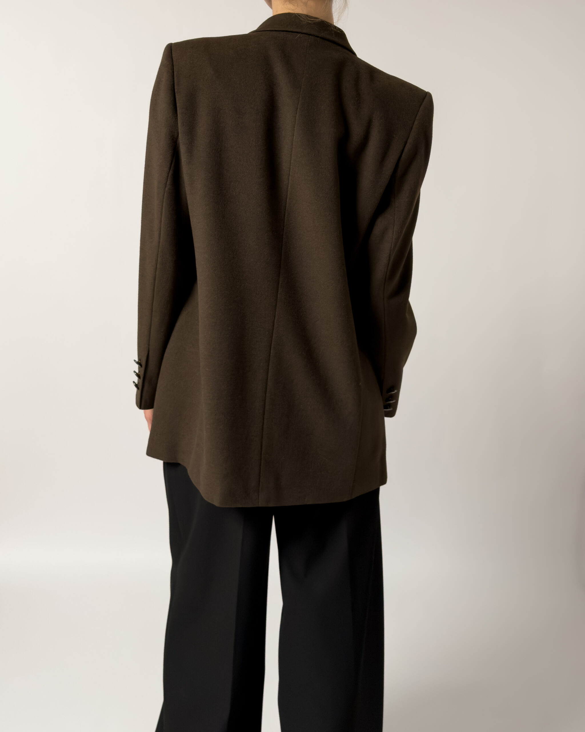Angora & Lambswool Tailored Blazer | Dark Brown