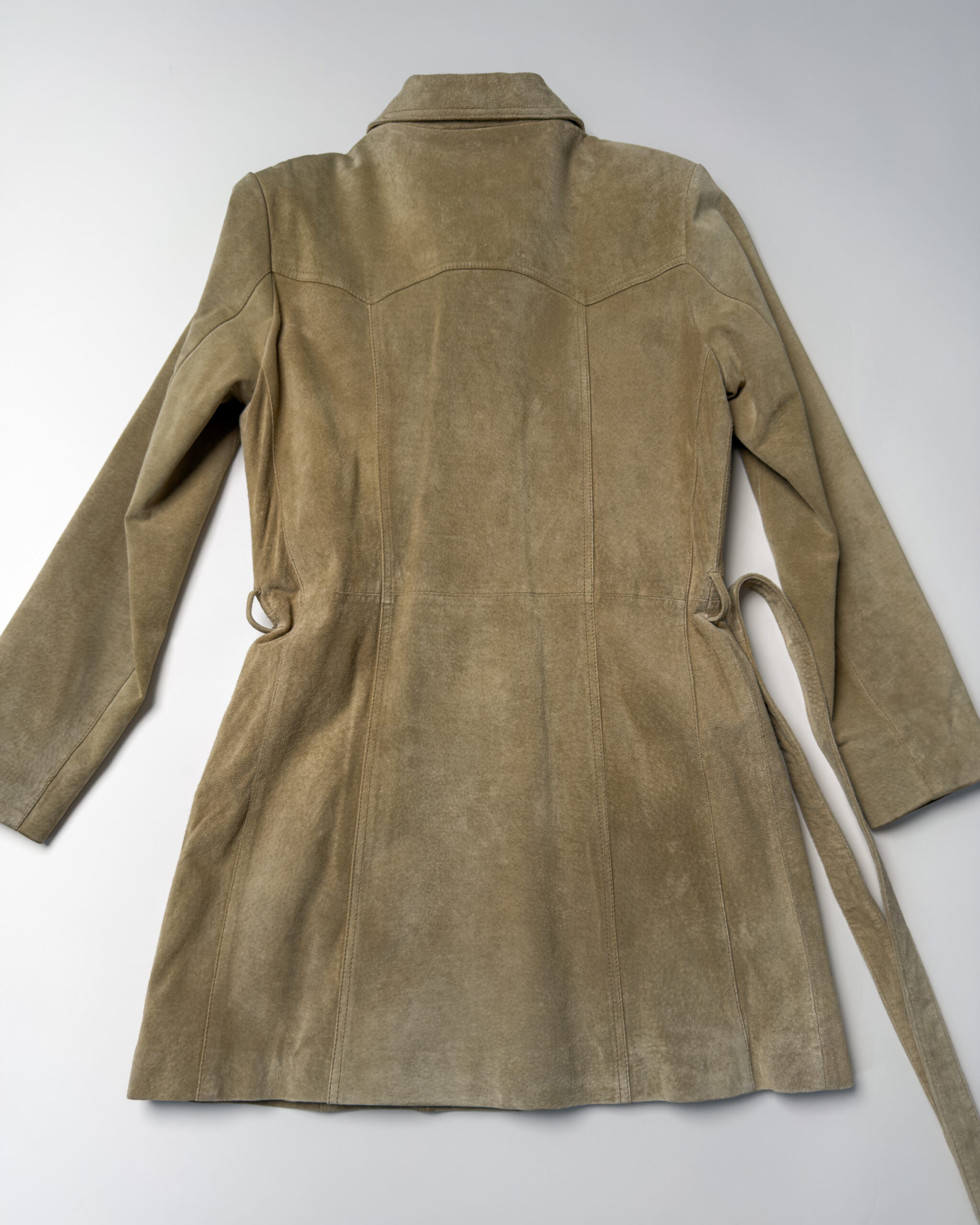 Saki Suede Leather Coat | Light Beige