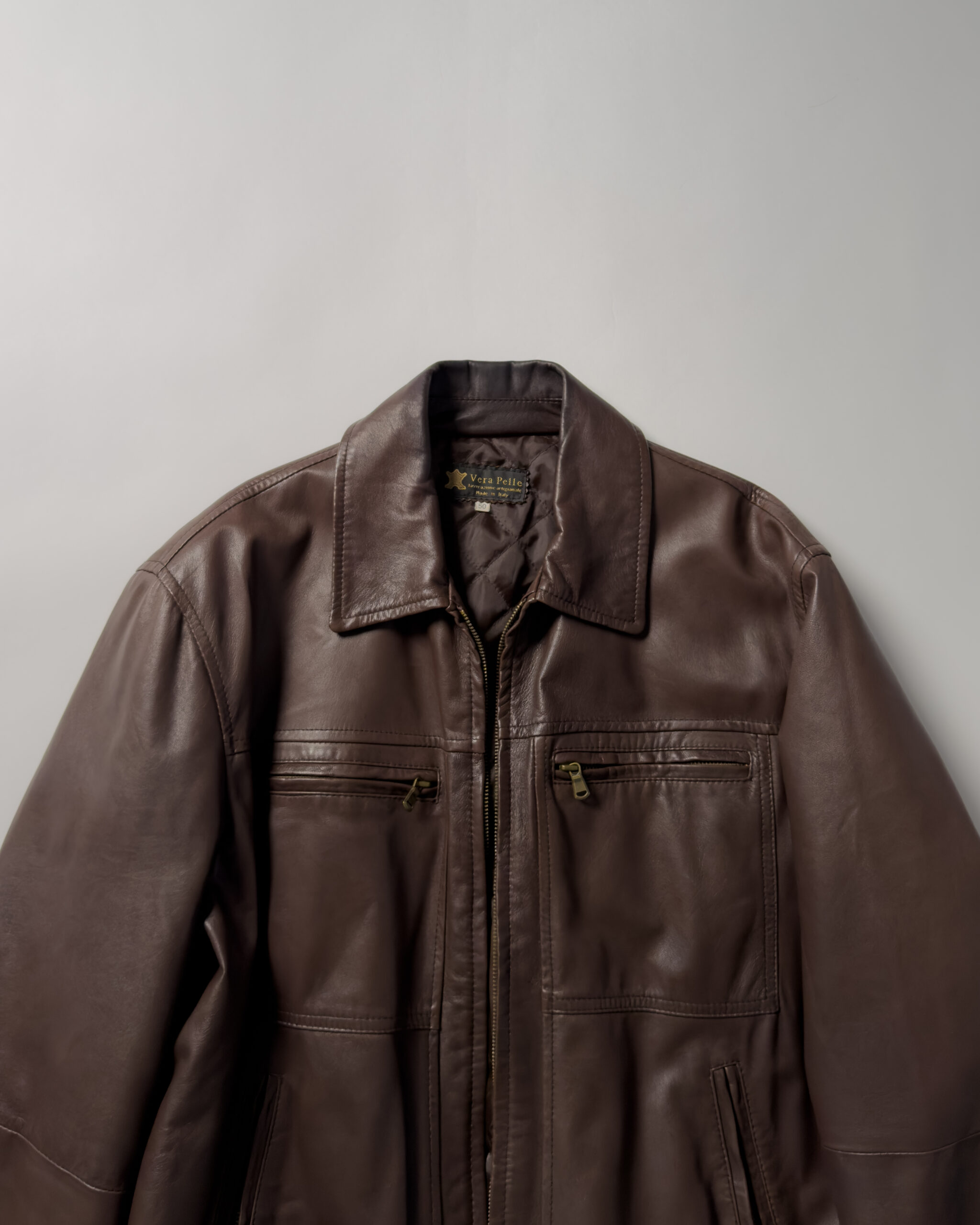Leather Bomber Jacket | Brown