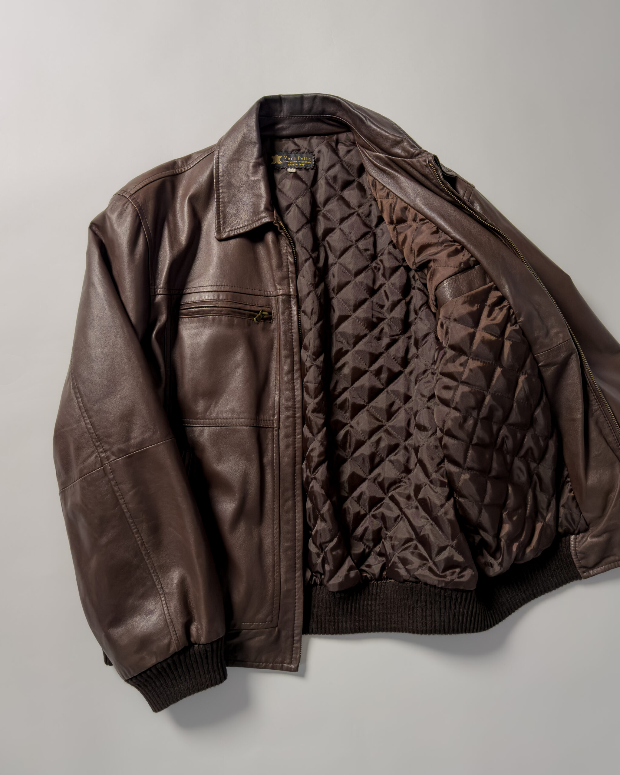 Leather Bomber Jacket | Brown