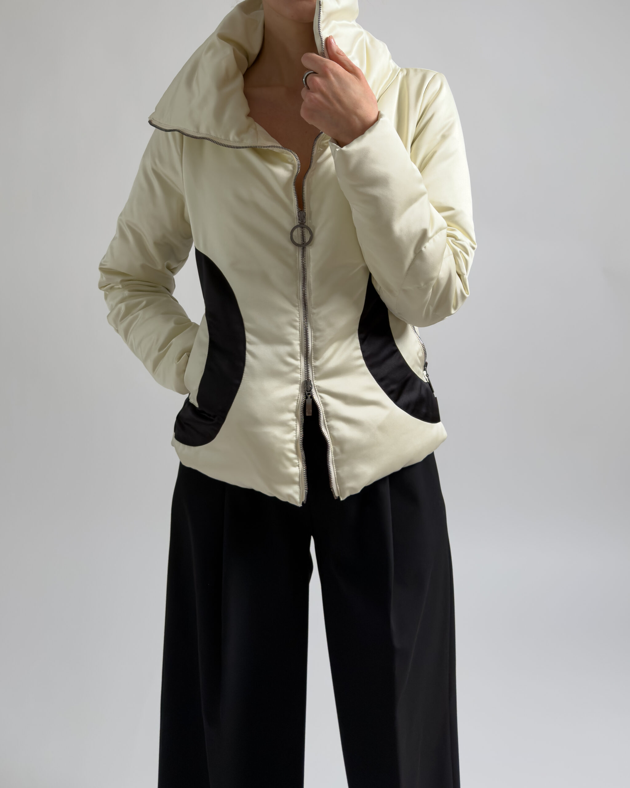 Moncler New Dawn Down Jacket | Cream White & Black