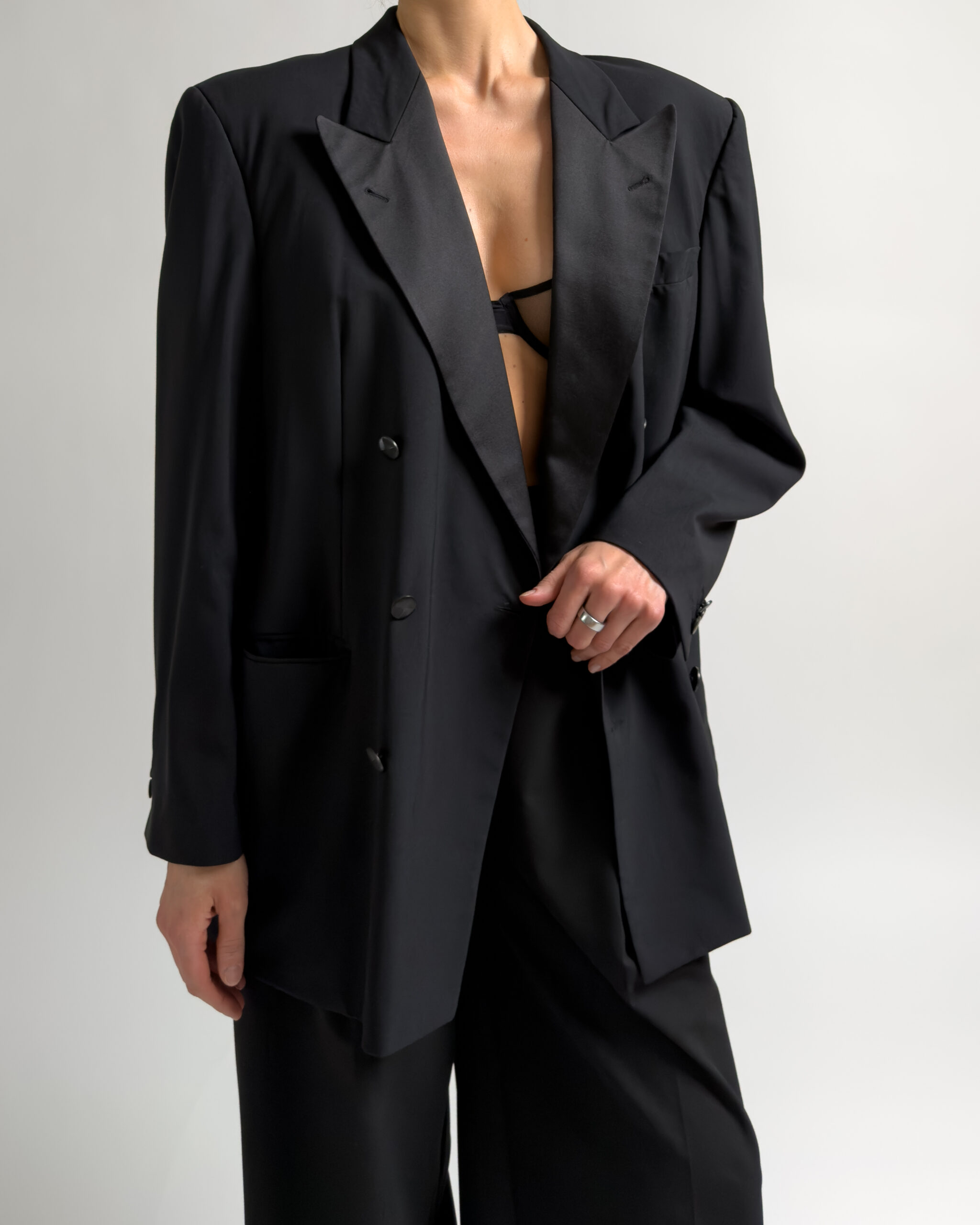 Ermenegildo Zegna Double Breasted Wool Blazer | Black