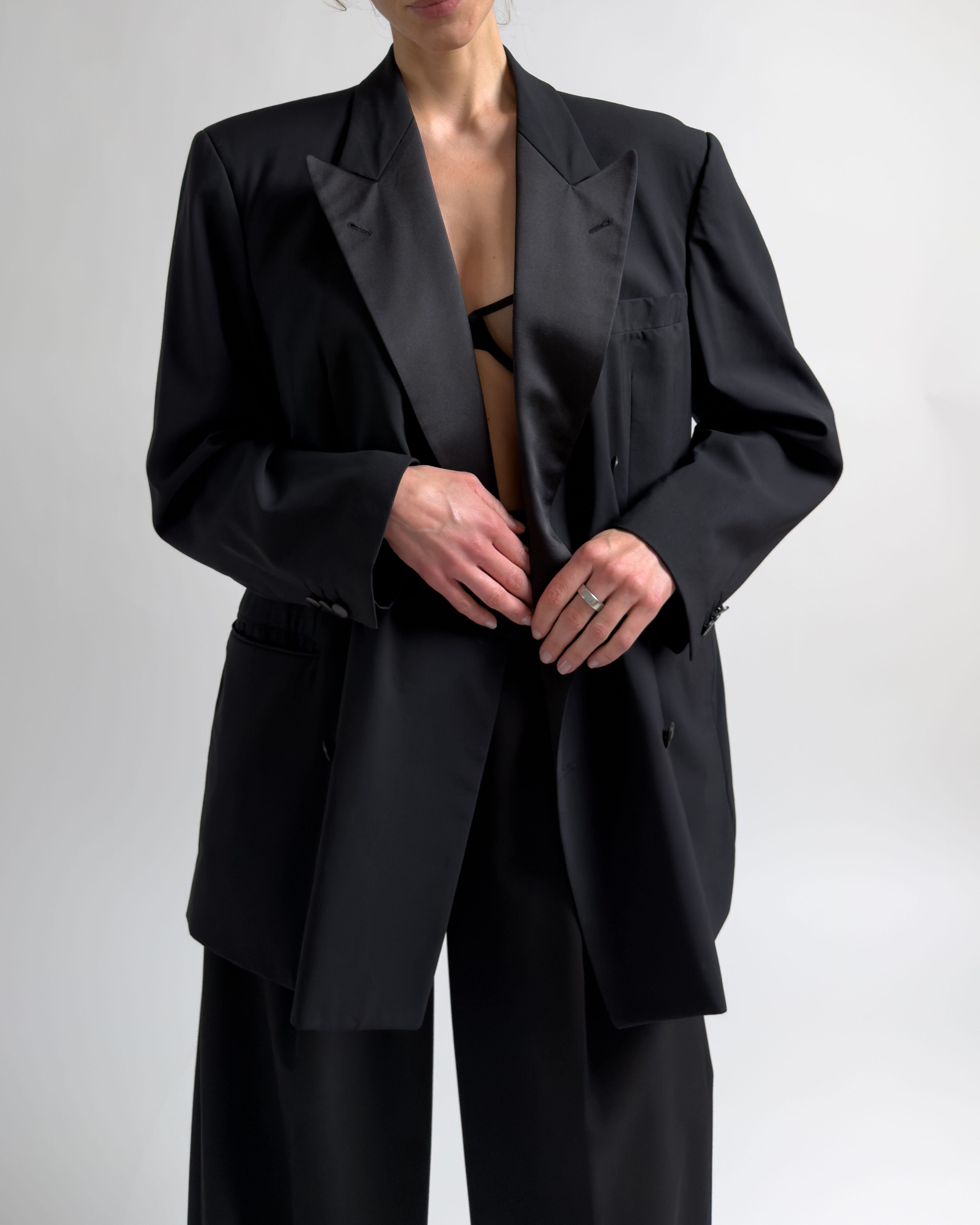 Ermenegildo Zegna Double Breasted Wool Blazer | Black