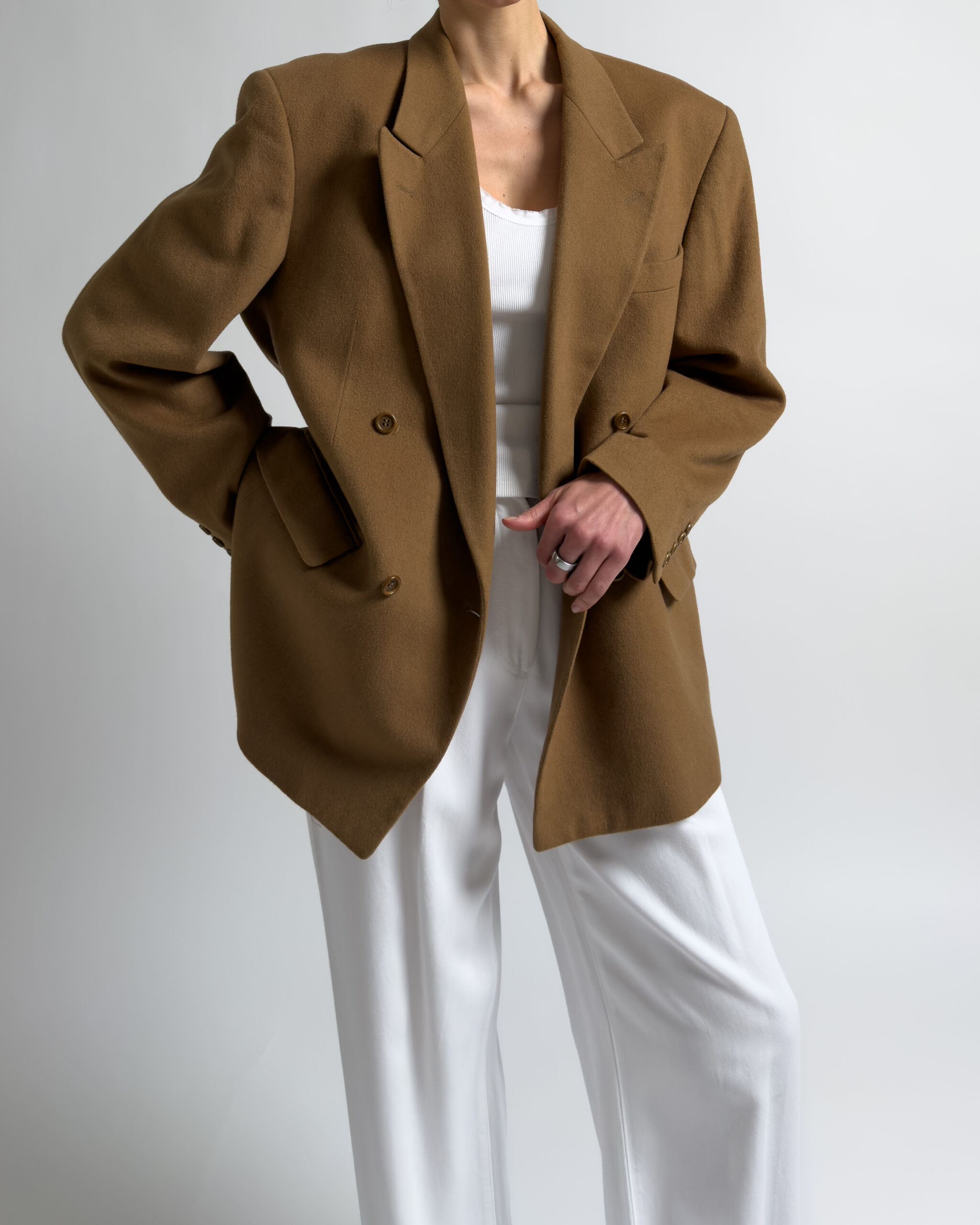 Cashmere Double Breasted Blazer | Camel