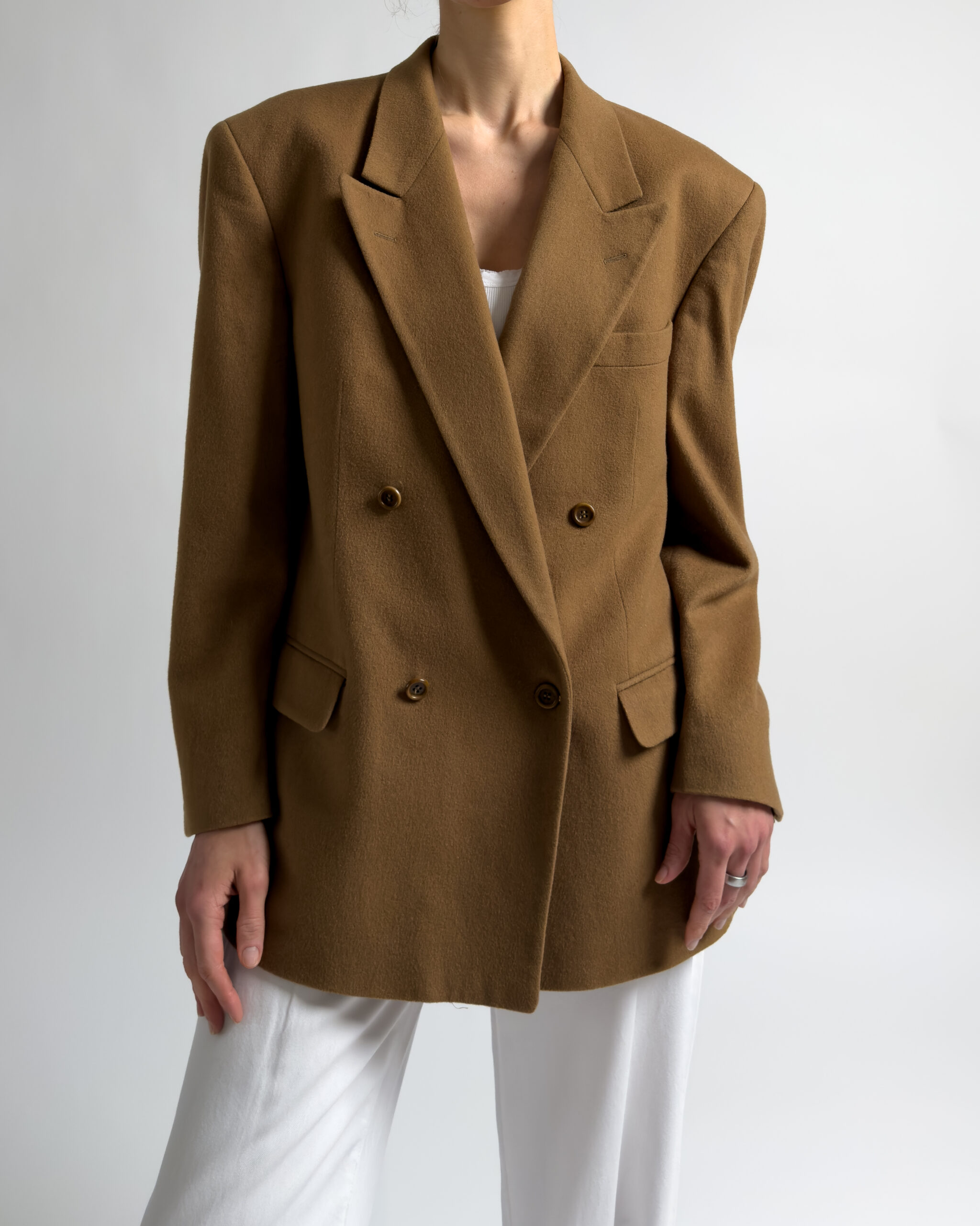 Cashmere Double Breasted Blazer | Camel