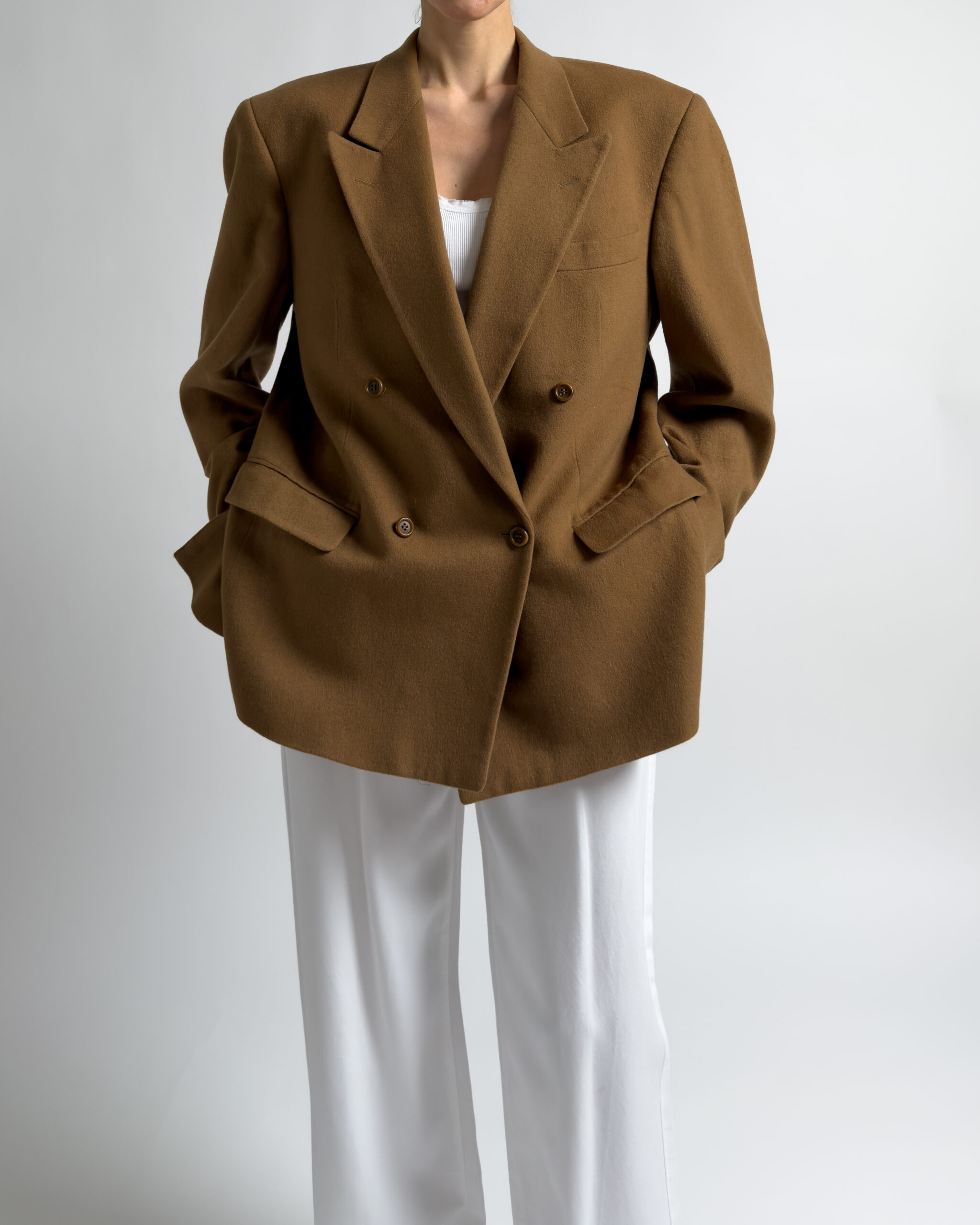 Cashmere Double Breasted Blazer | Camel