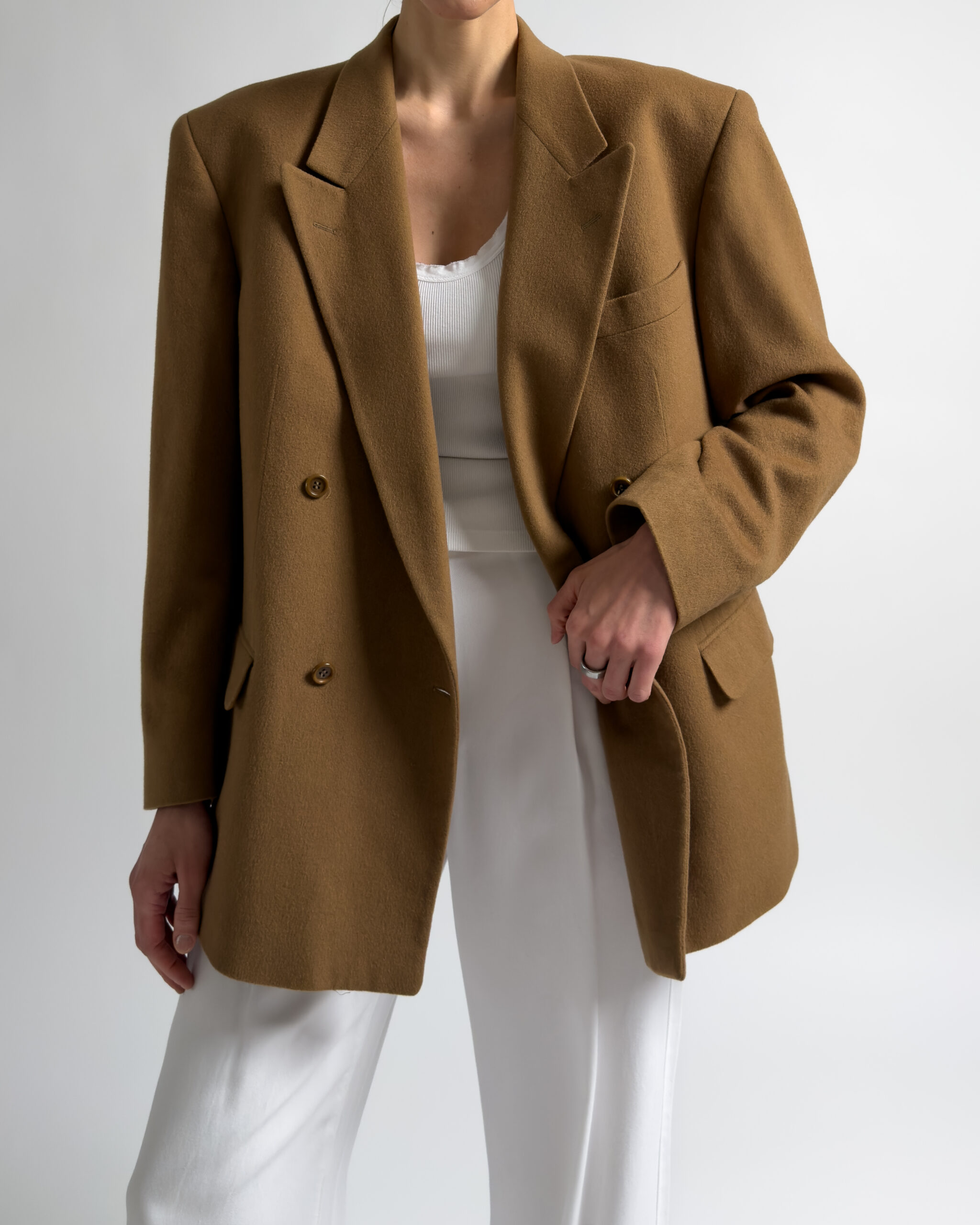 Cashmere Double Breasted Blazer | Camel