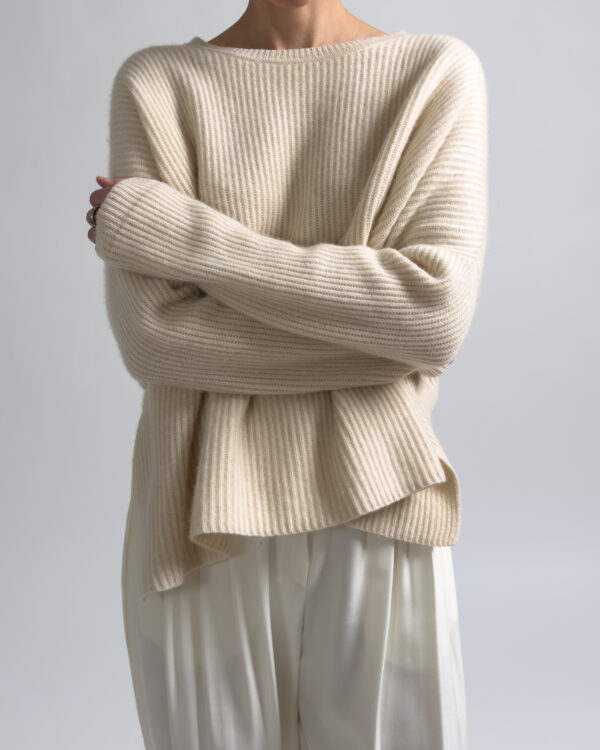 Pure Cashmere Oversized Ribbed Sweater | Cream