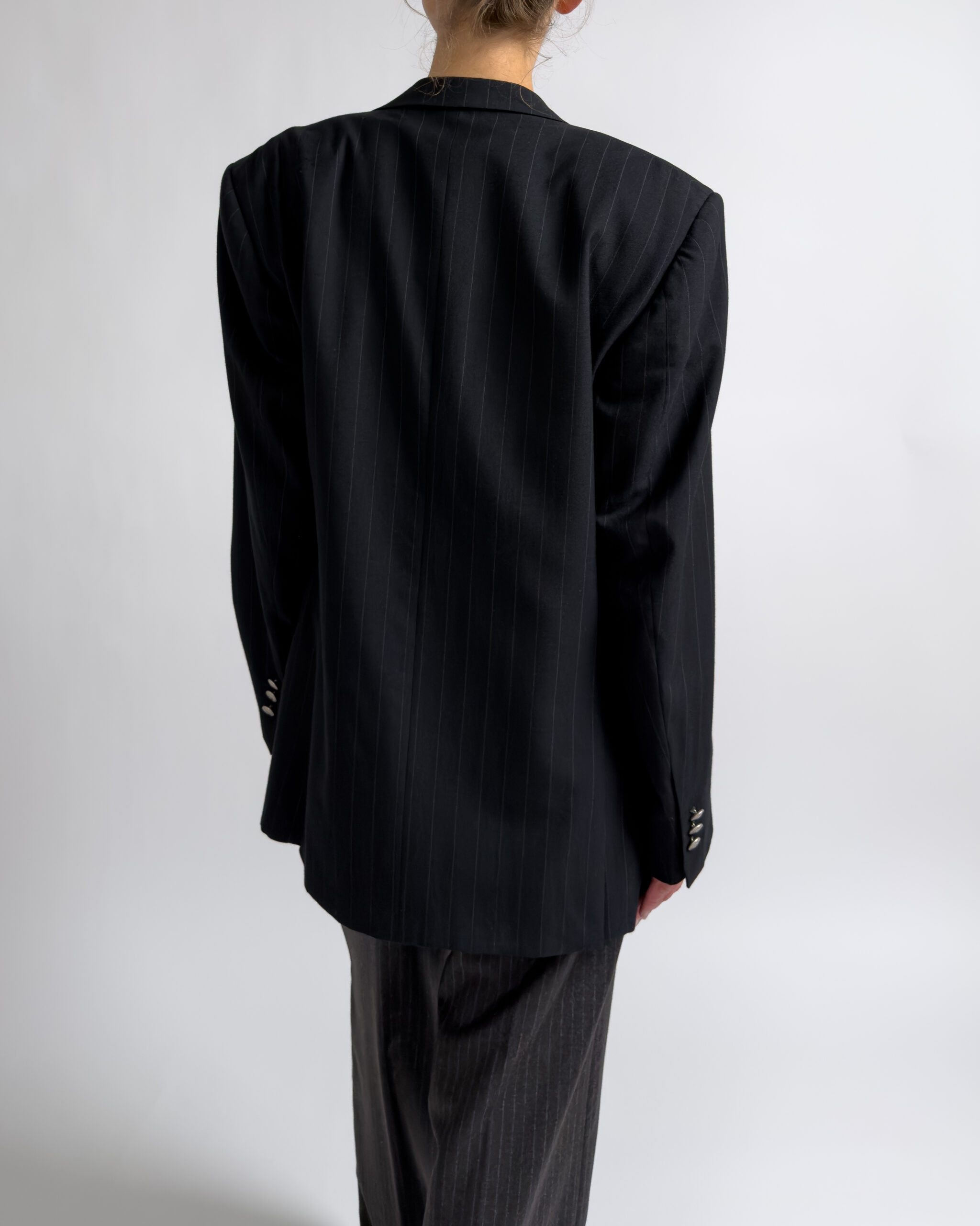 Versace Classic V2 Pinstripe Wool Blazer | Black