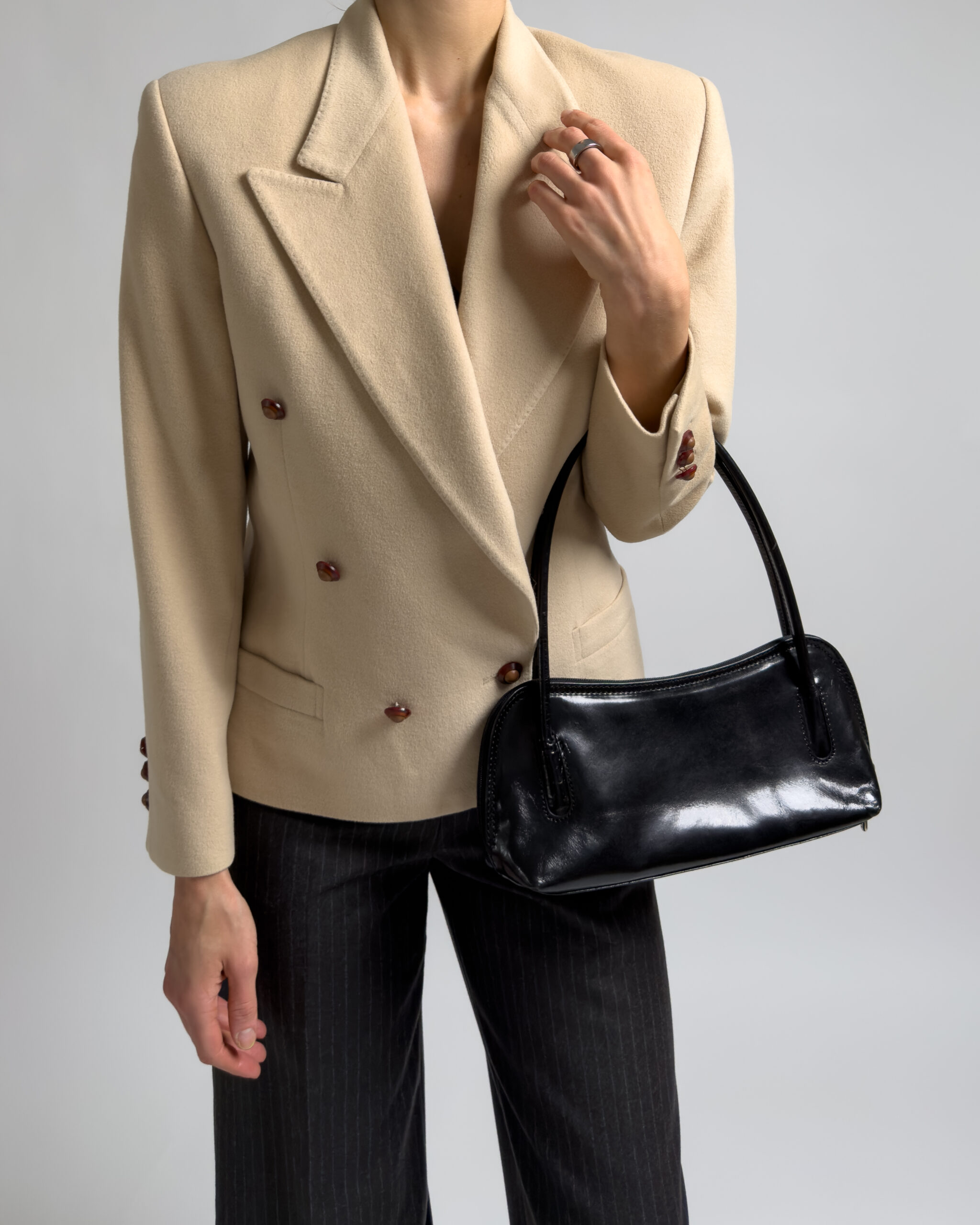 Italian Vintage Leather Shoulder Bag | Black