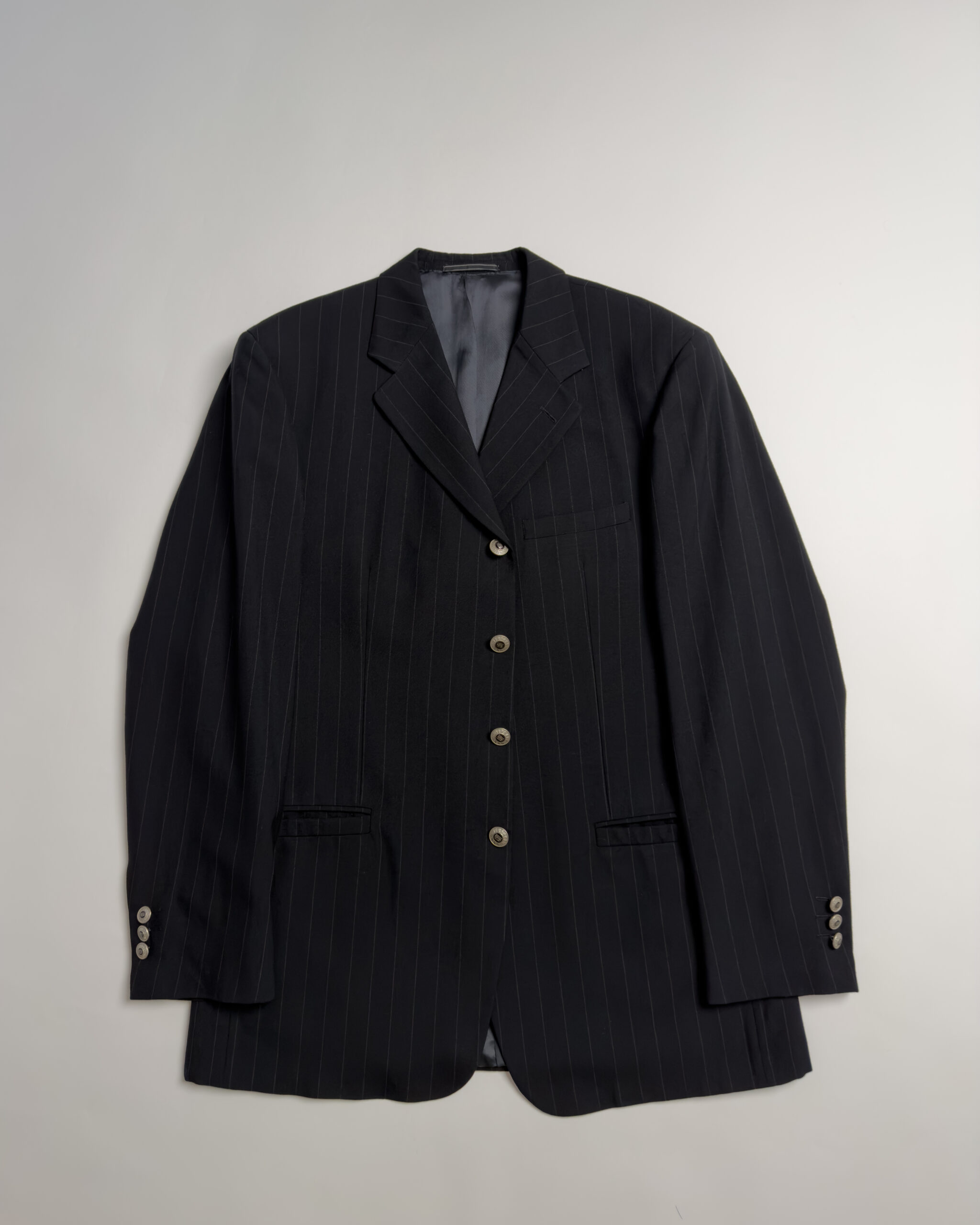 Versace Classic V2 Pinstripe Wool Blazer | Black