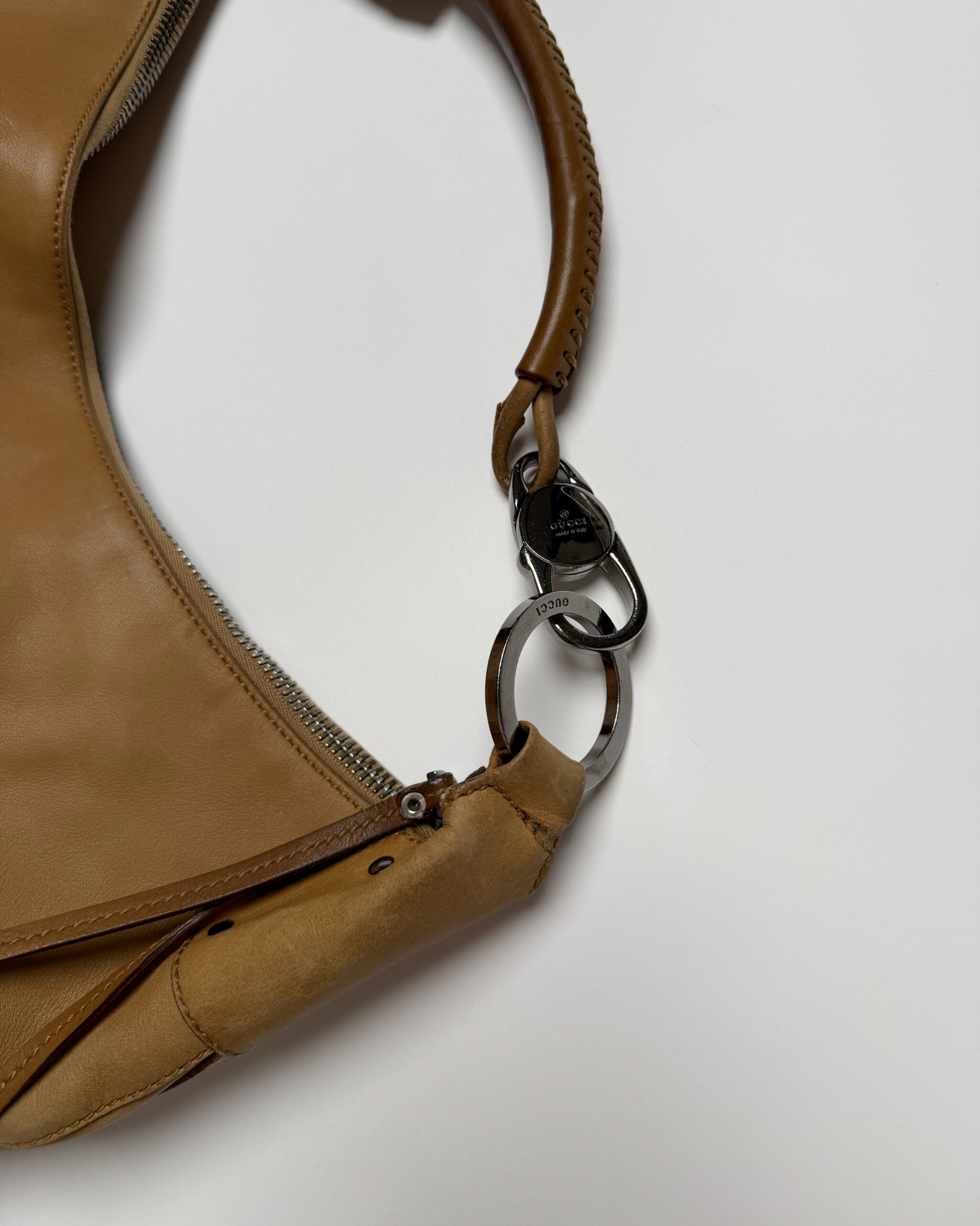 Gucci Leather Half Moon Bag | Camel