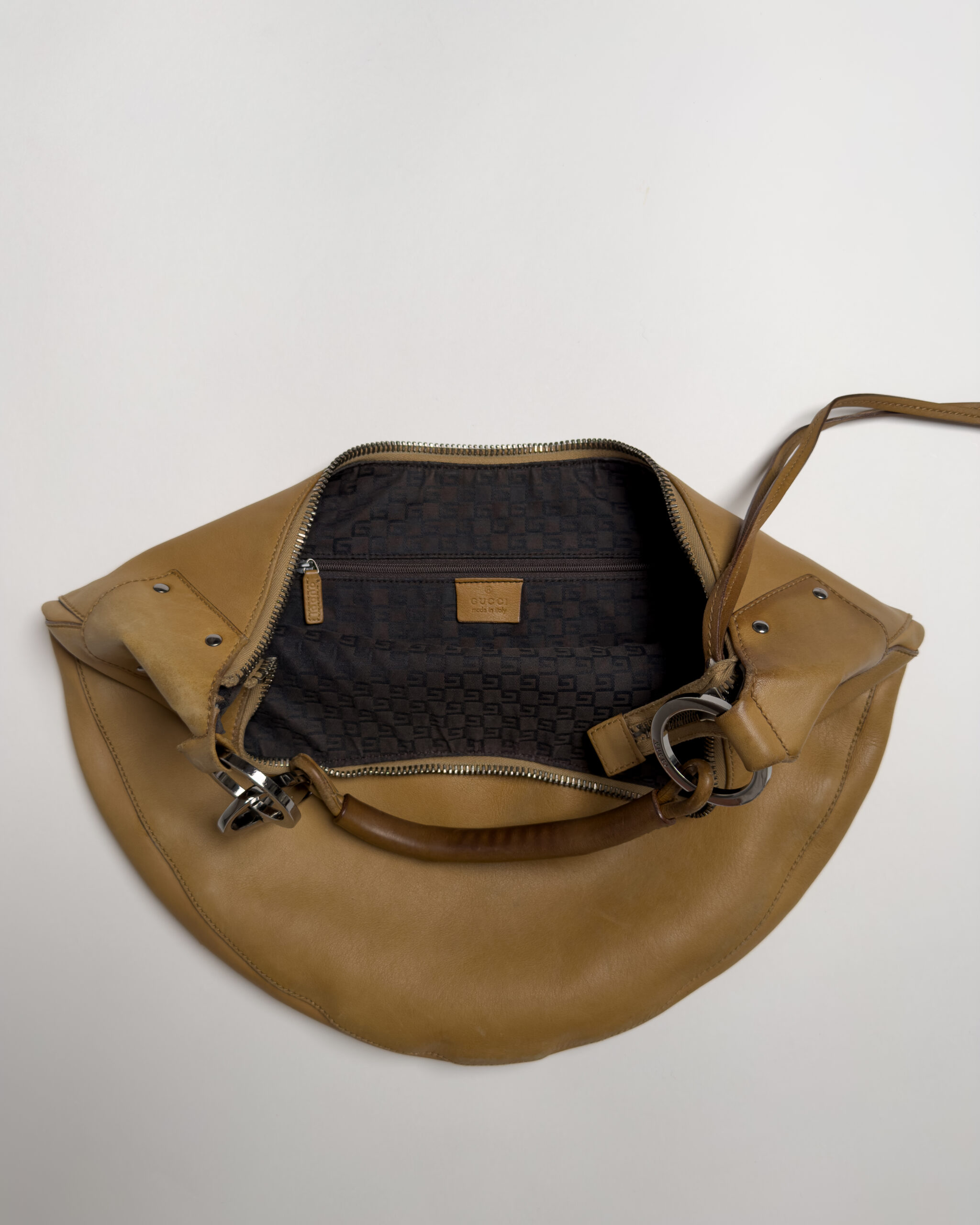 Gucci Leather Half Moon Bag | Camel