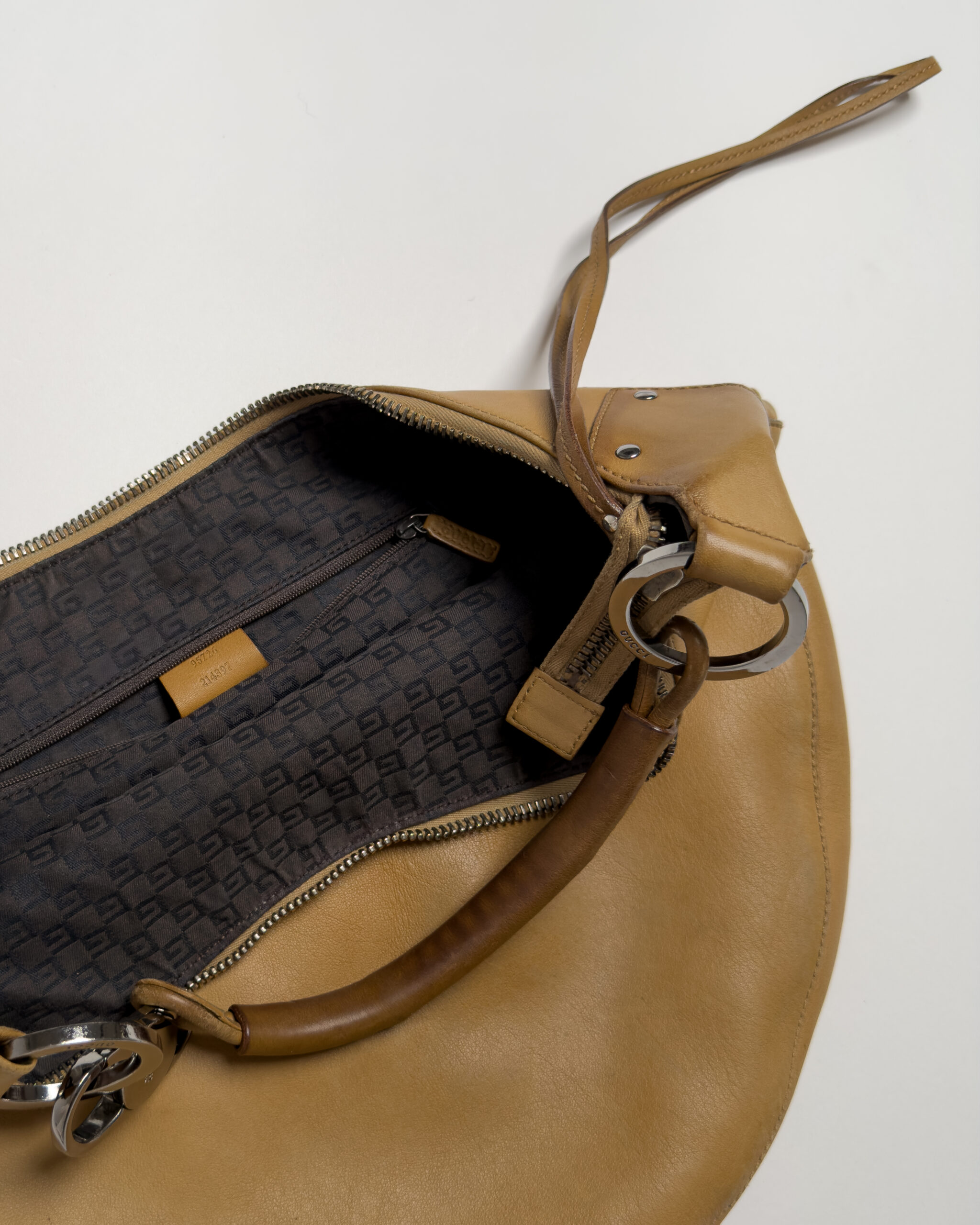 Gucci Leather Half Moon Bag | Camel