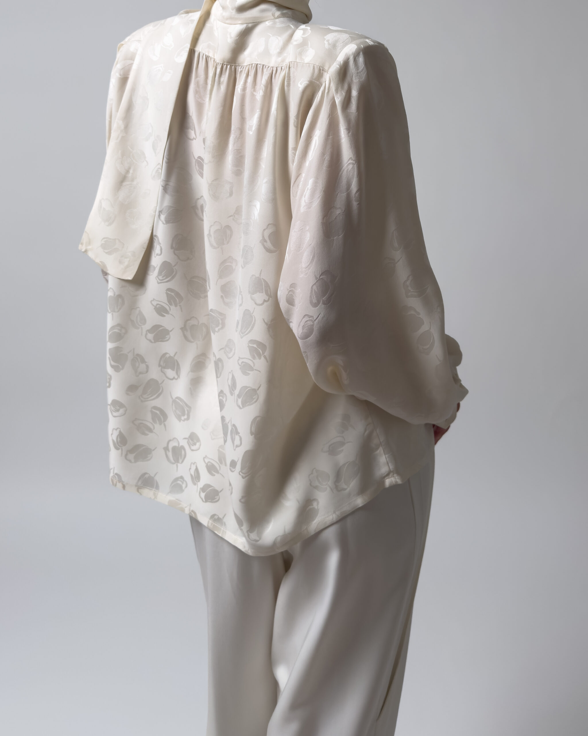 Silk Blouse with Scarf Detail | Cream White