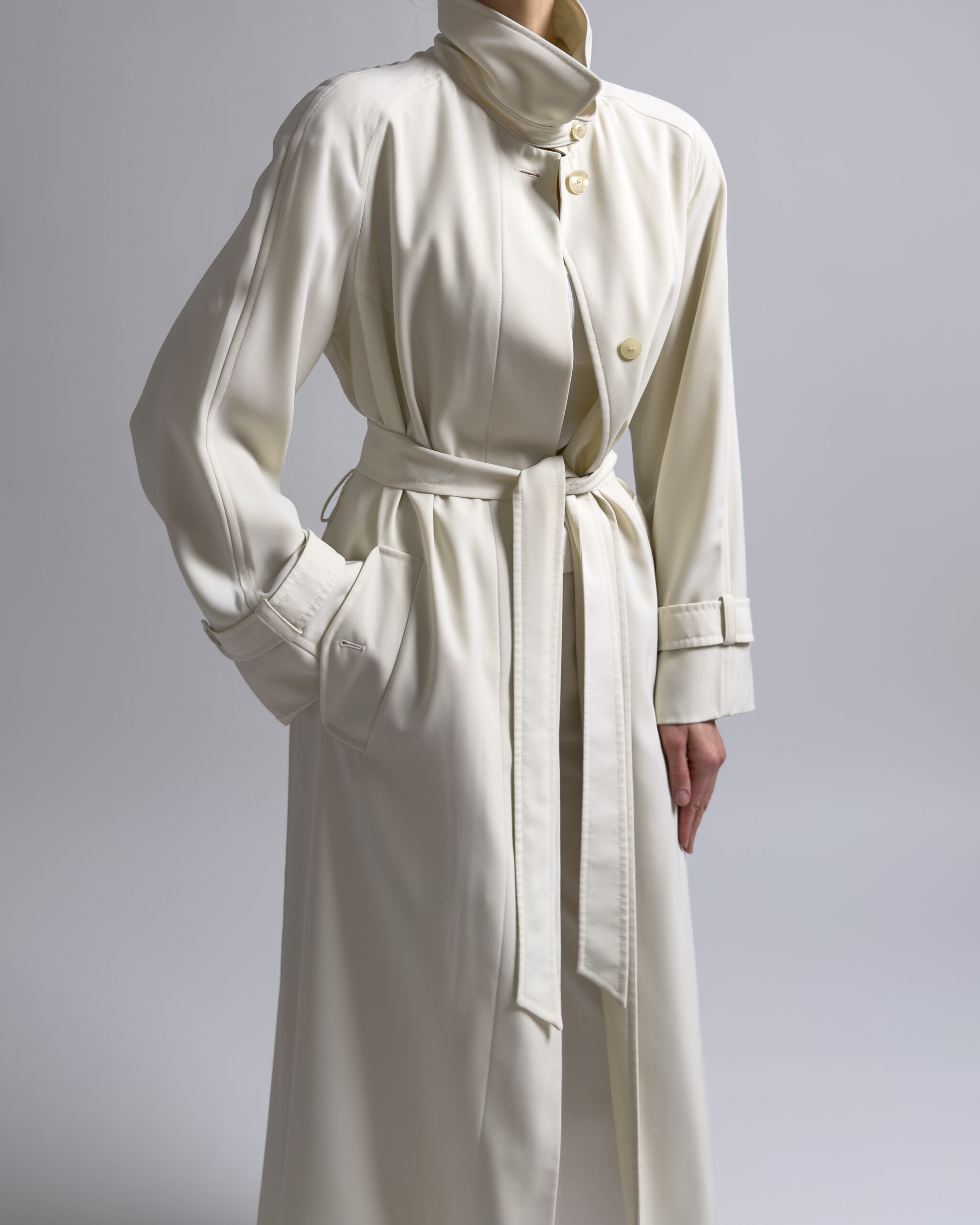 Vintage Longline Trench Coat | Cream