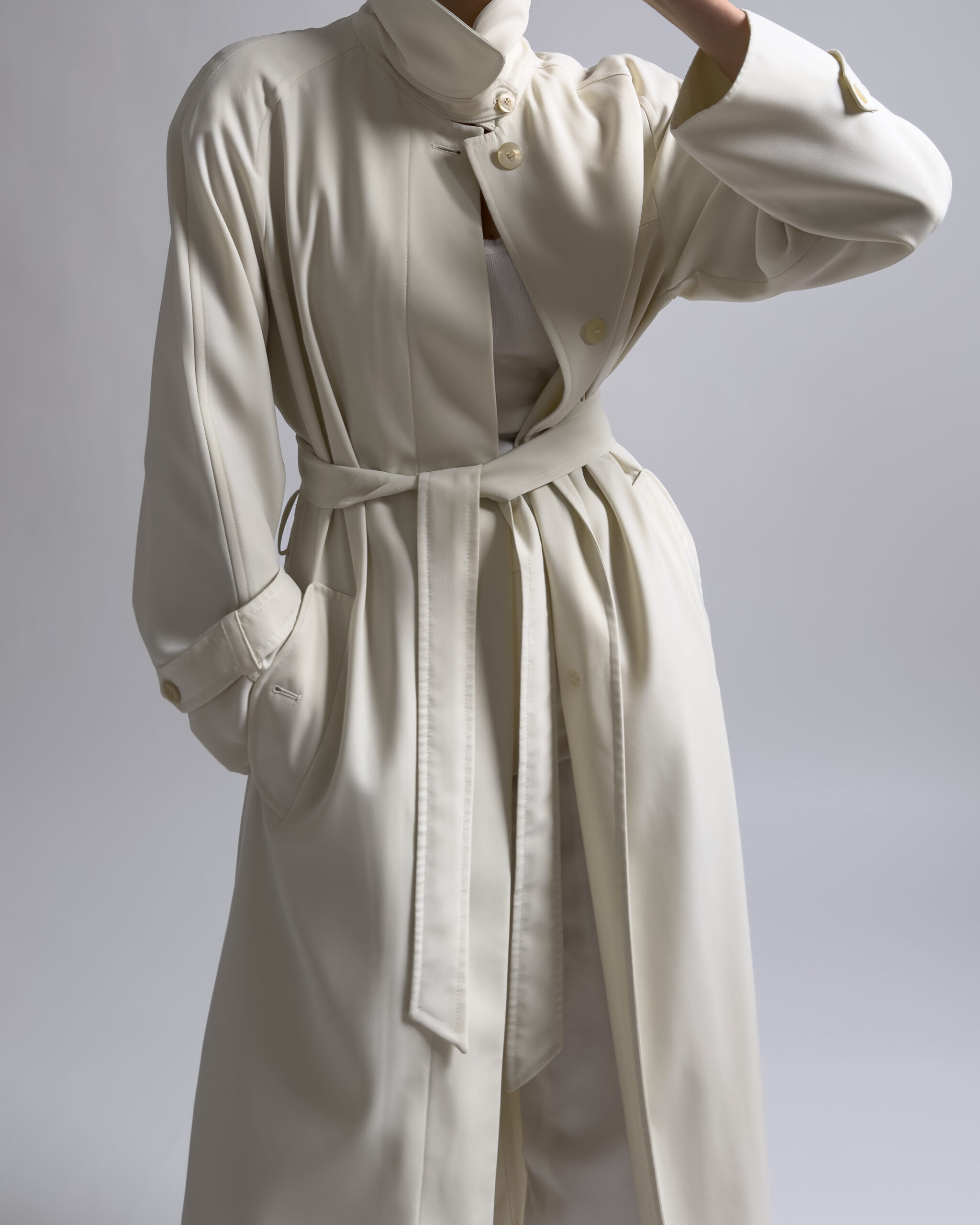 Vintage Longline Trench Coat | Cream