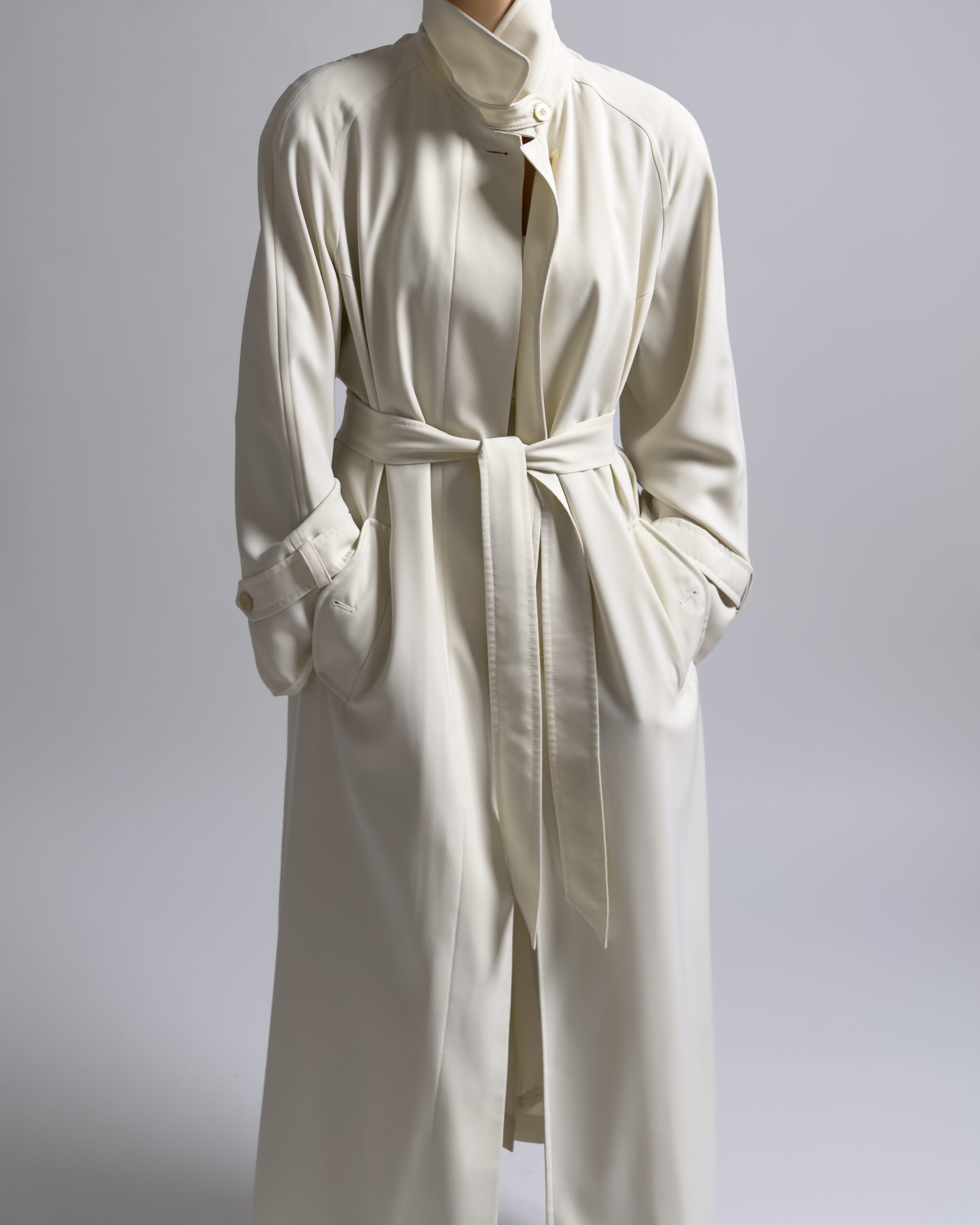 Vintage Longline Trench Coat | Cream