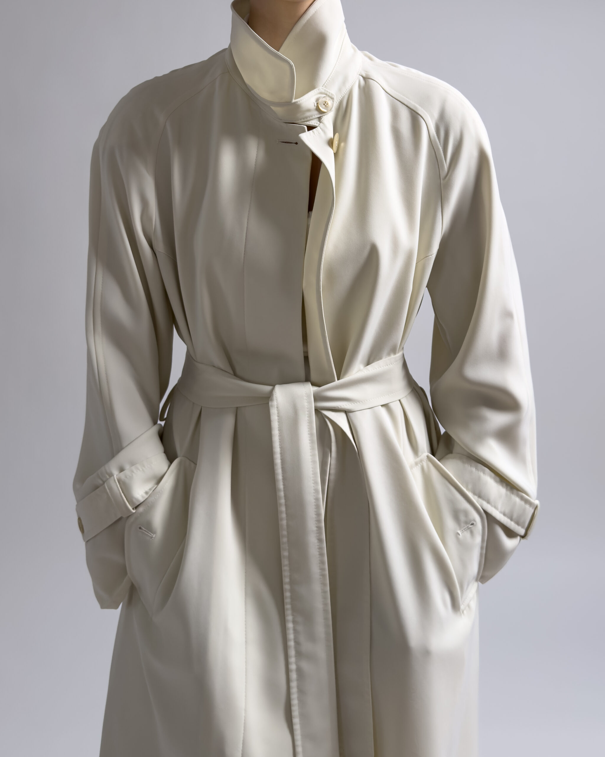 Vintage Longline Trench Coat | Cream
