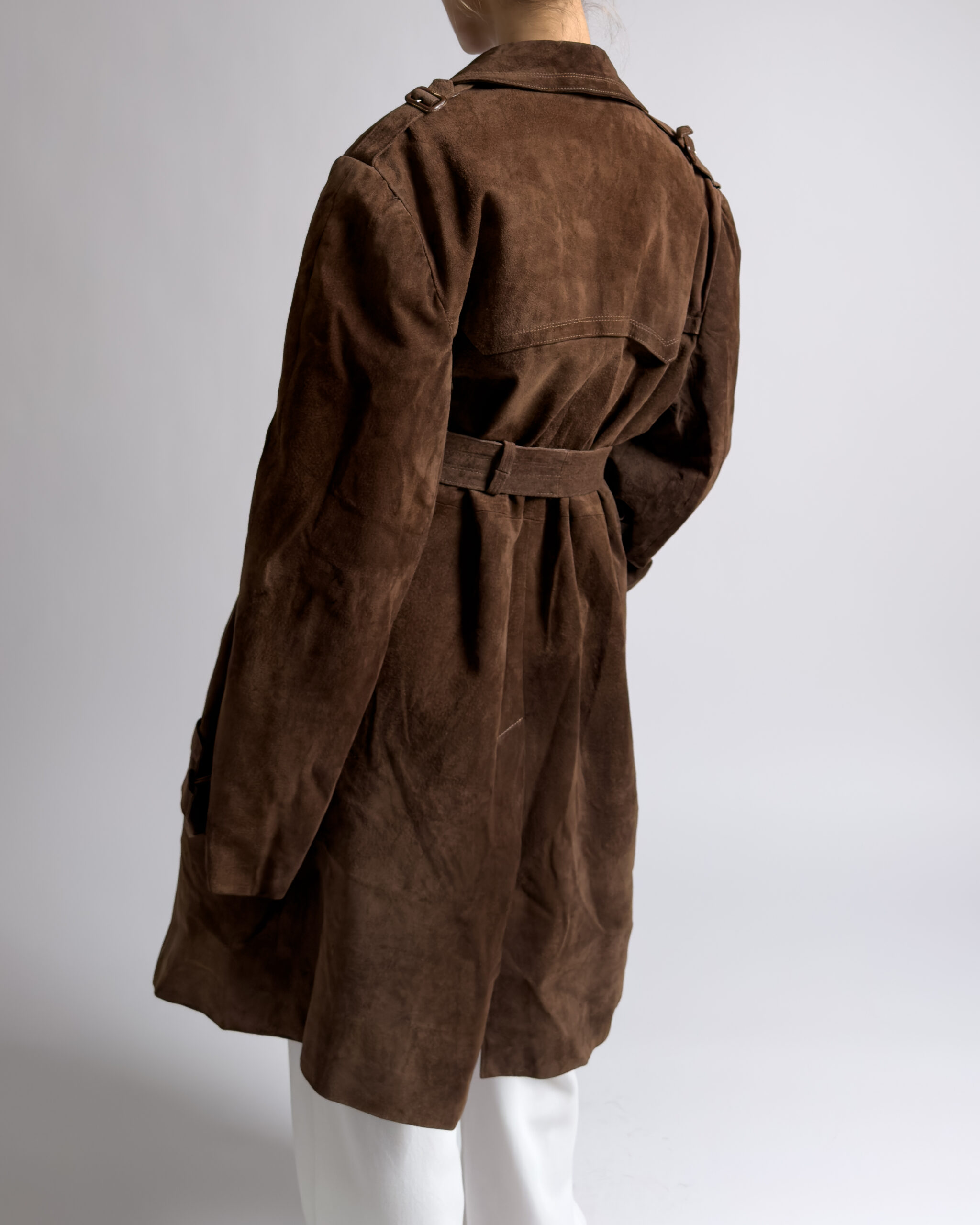 Vintage Suede Leather Coat | Brown