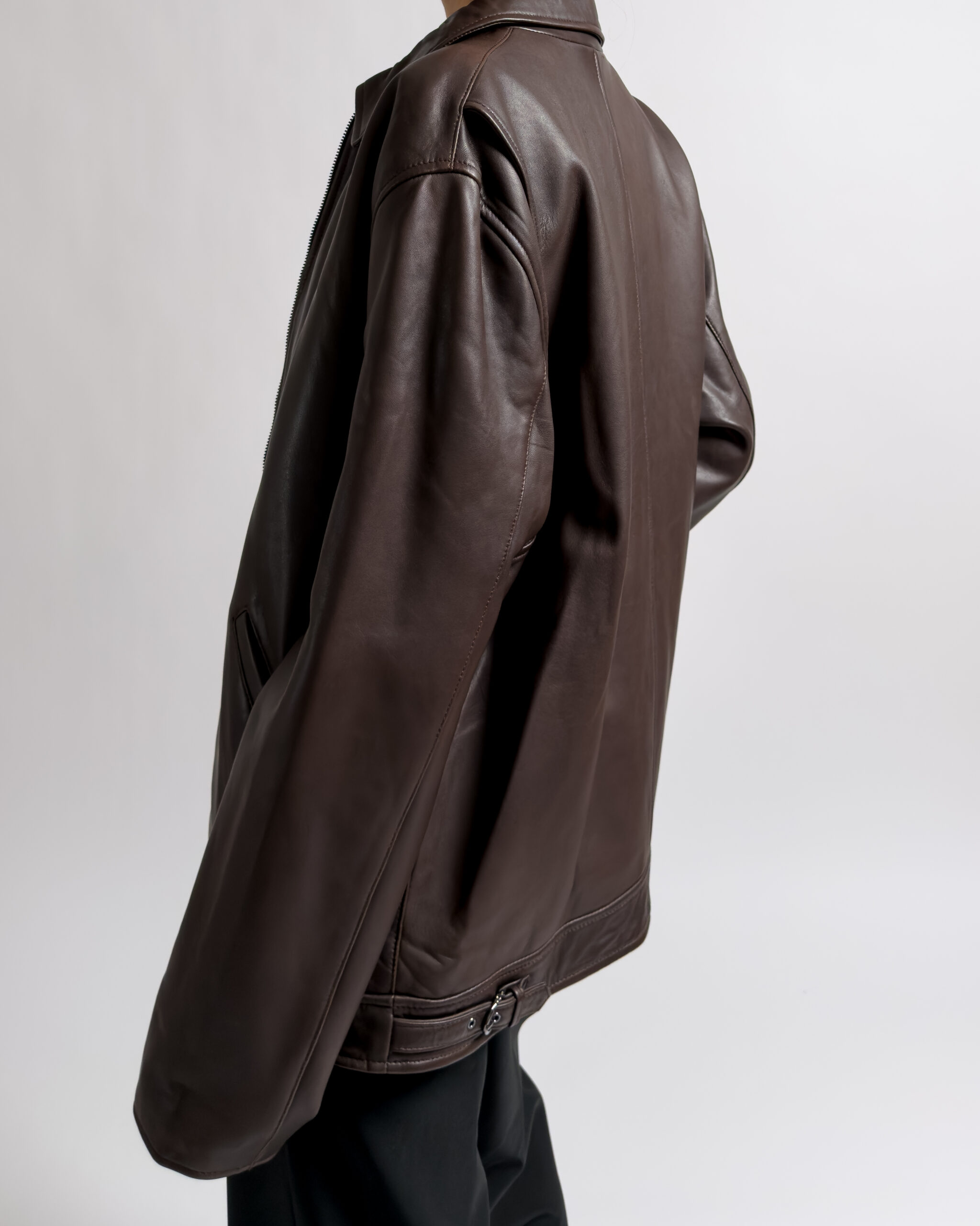 Trussardi Lamb Leather Jacket | Dark Brown