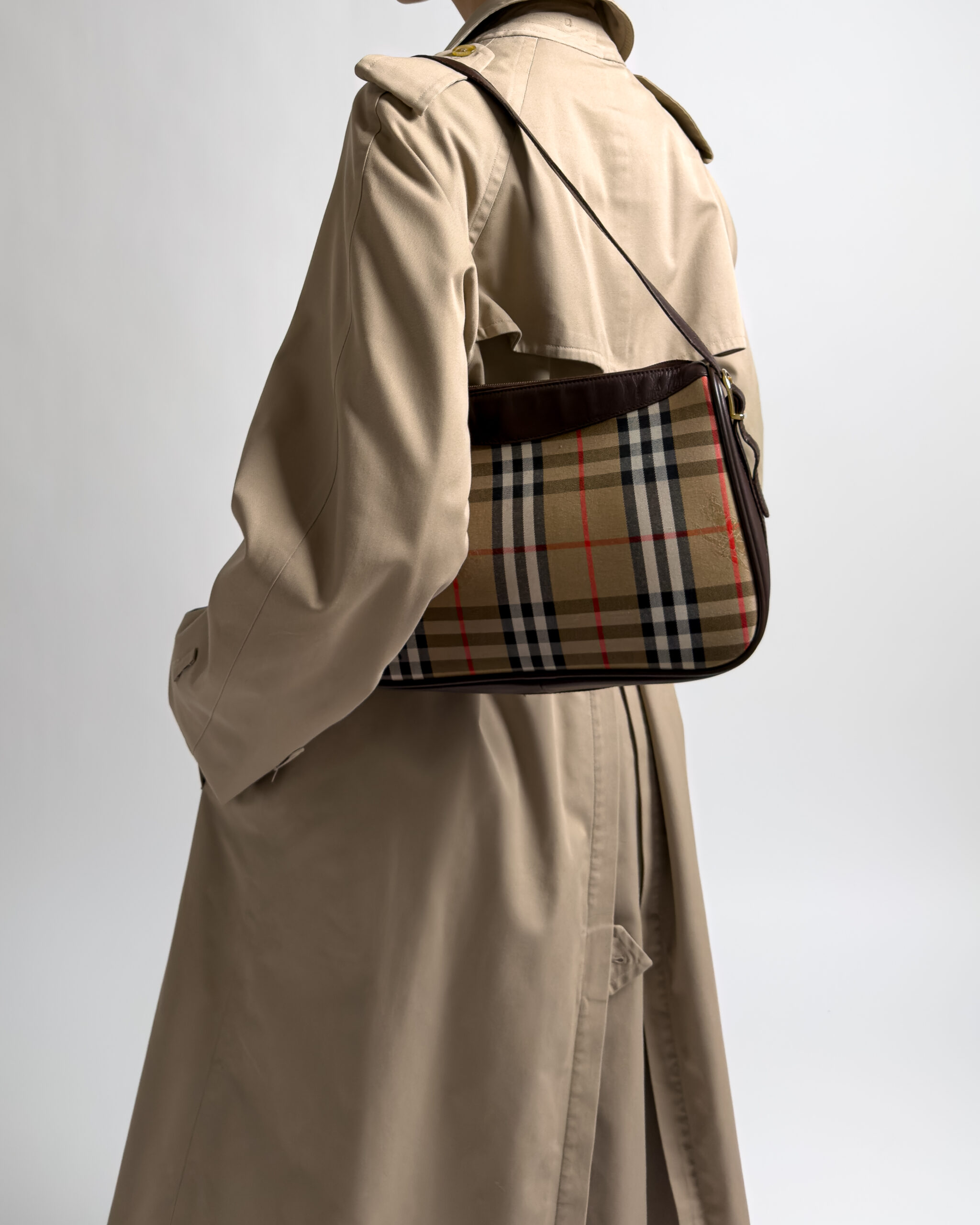 Burberry Nova Check Leather Shoulder Bag | Brown