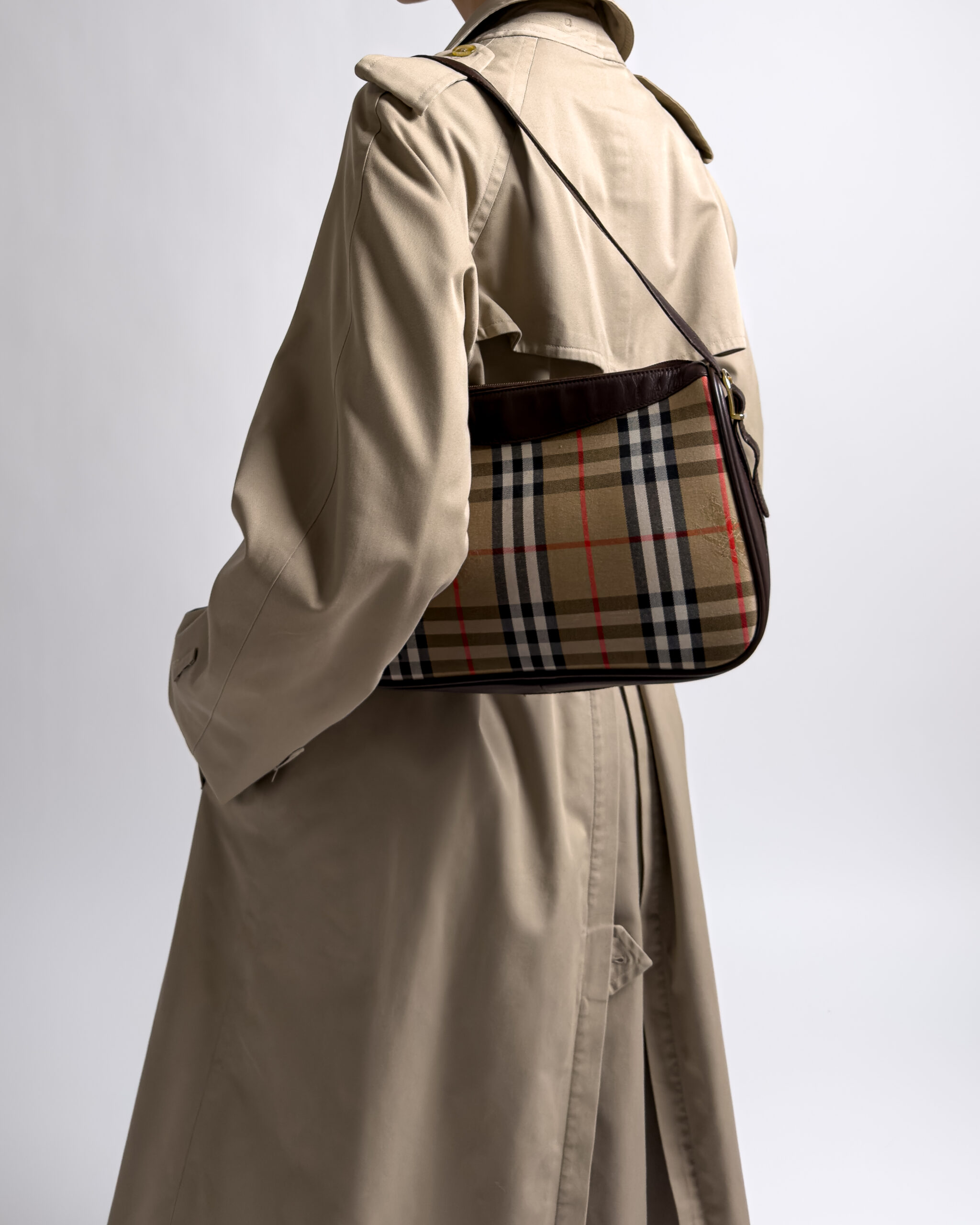 Burberry Nova Check Leather Shoulder Bag | Brown