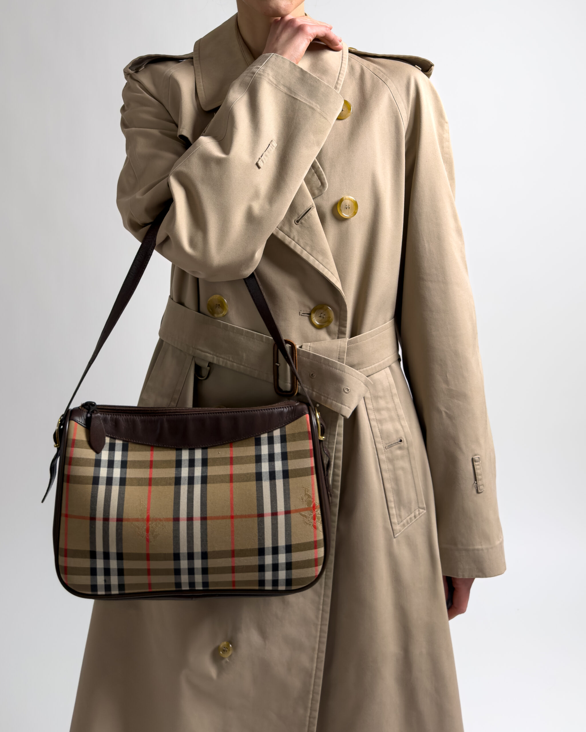 Burberry Nova Check Leather Shoulder Bag | Brown
