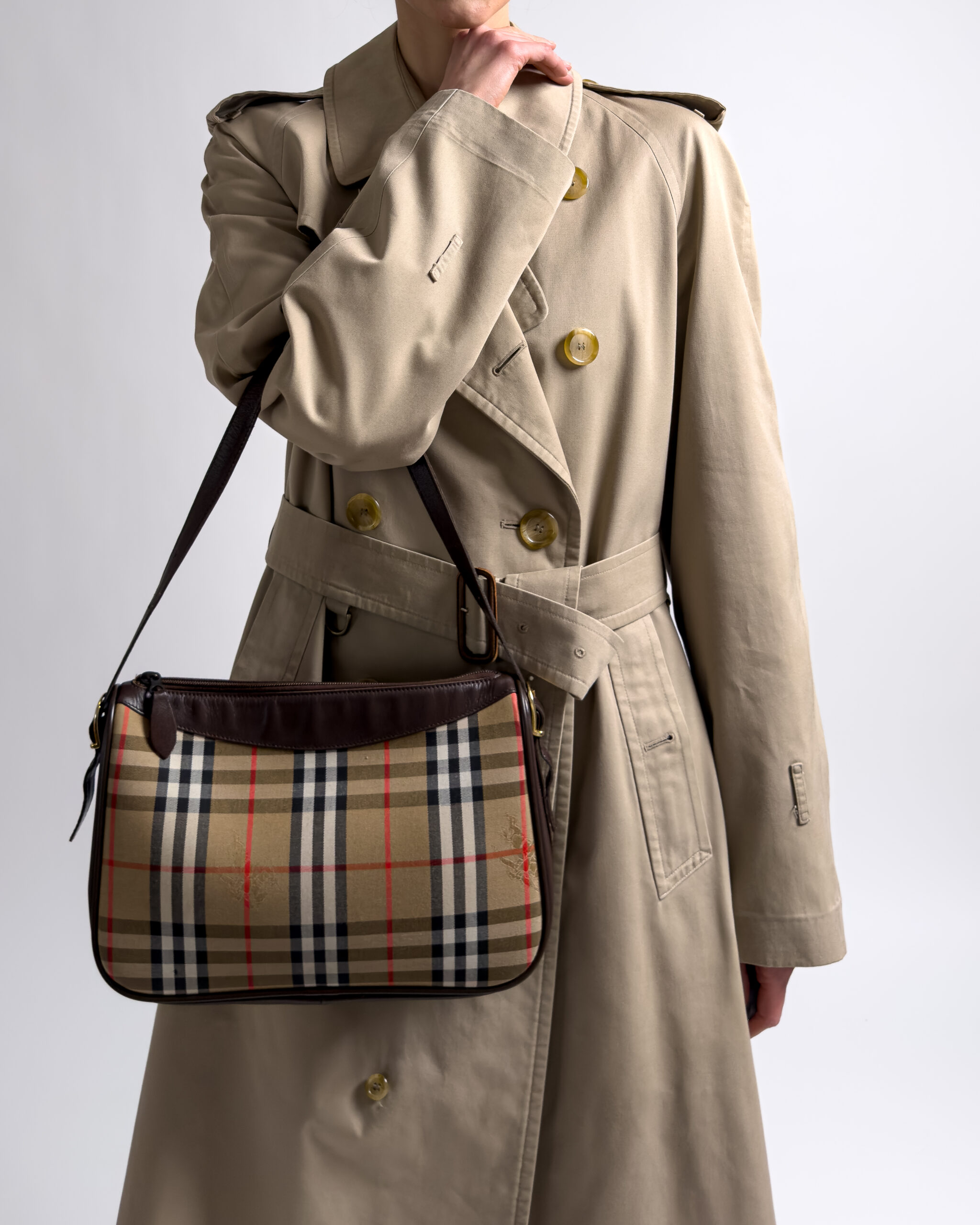 Burberry Nova Check Leather Shoulder Bag | Brown