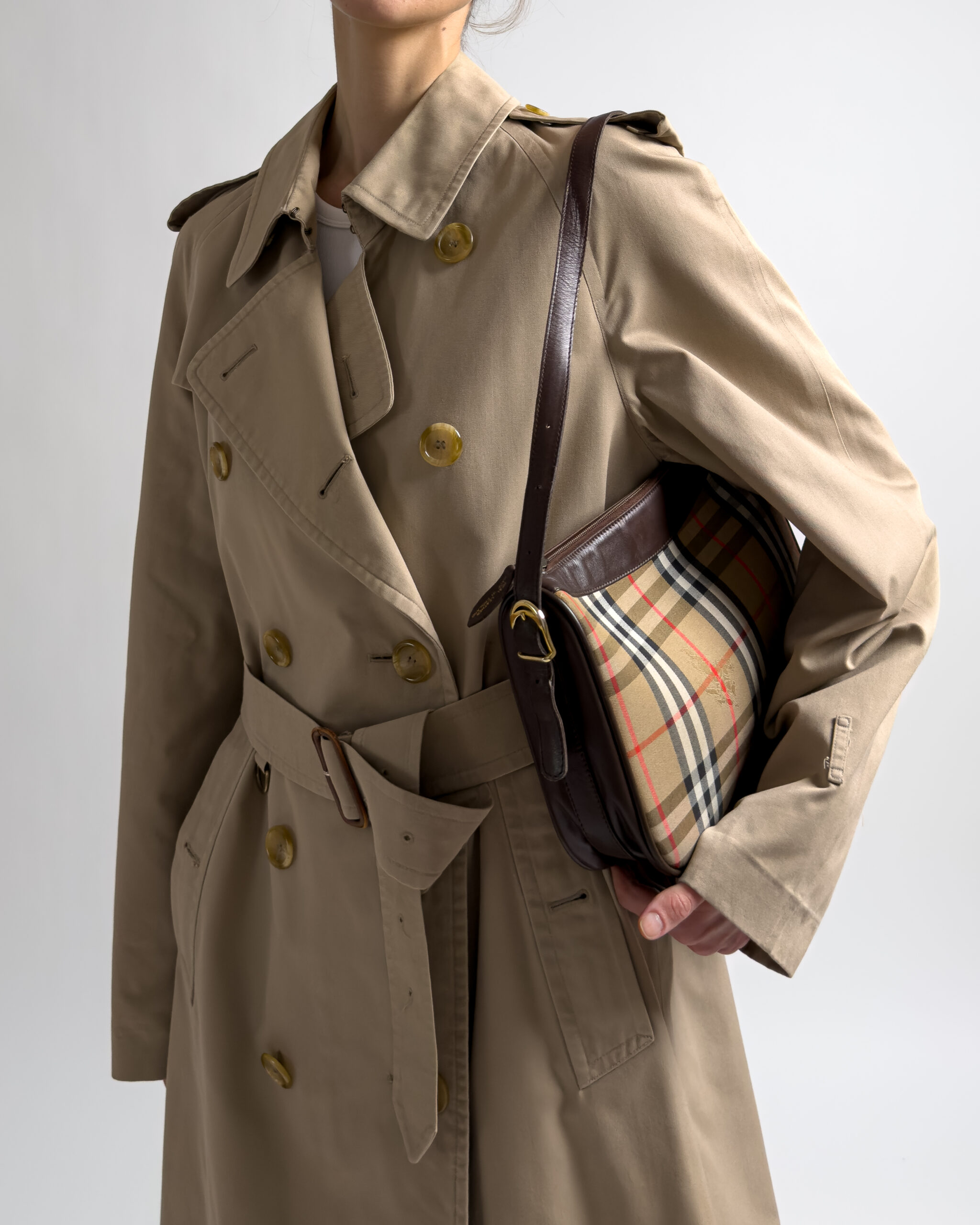 Burberry Nova Check Leather Shoulder Bag | Brown