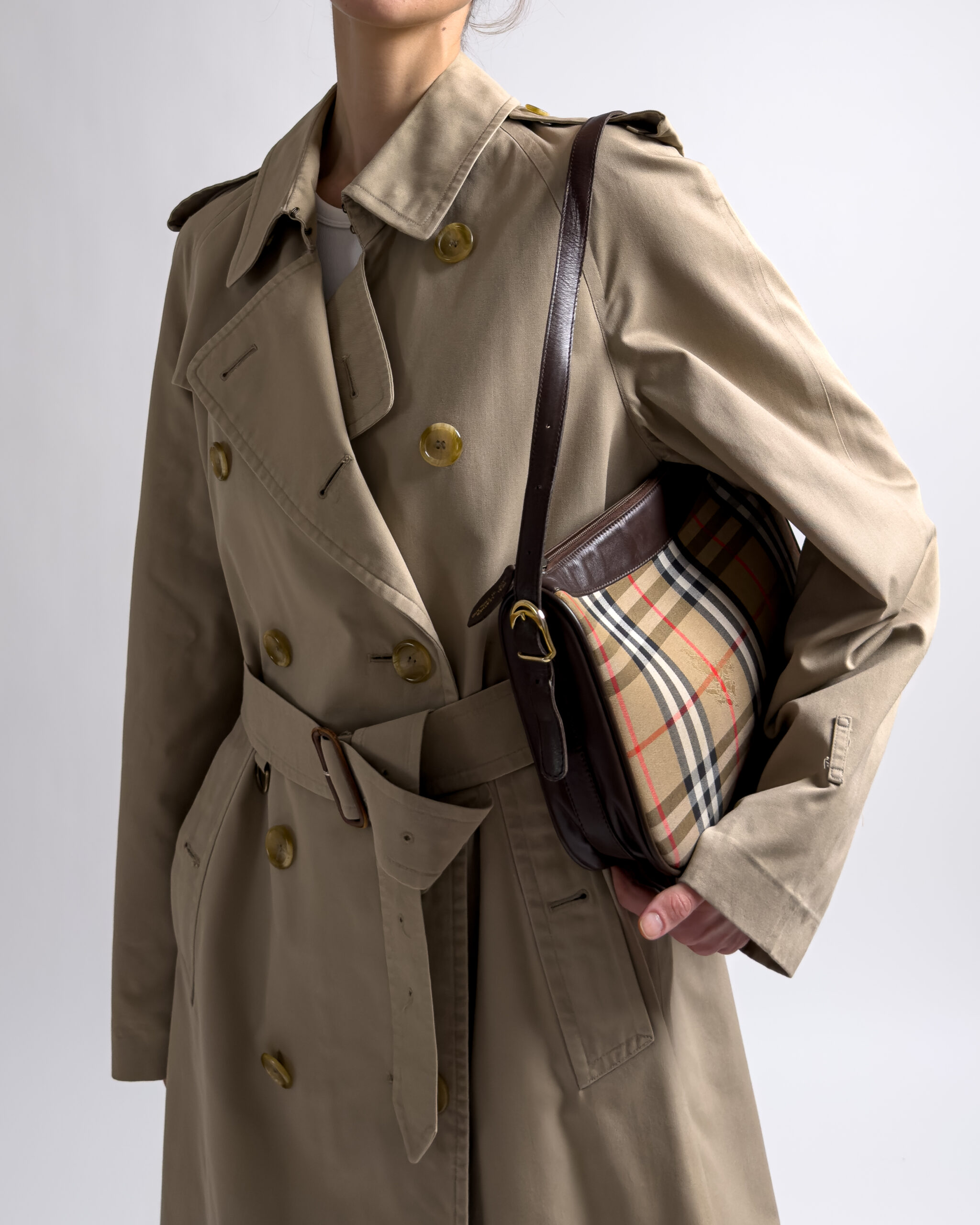 Burberry Nova Check Leather Shoulder Bag | Brown