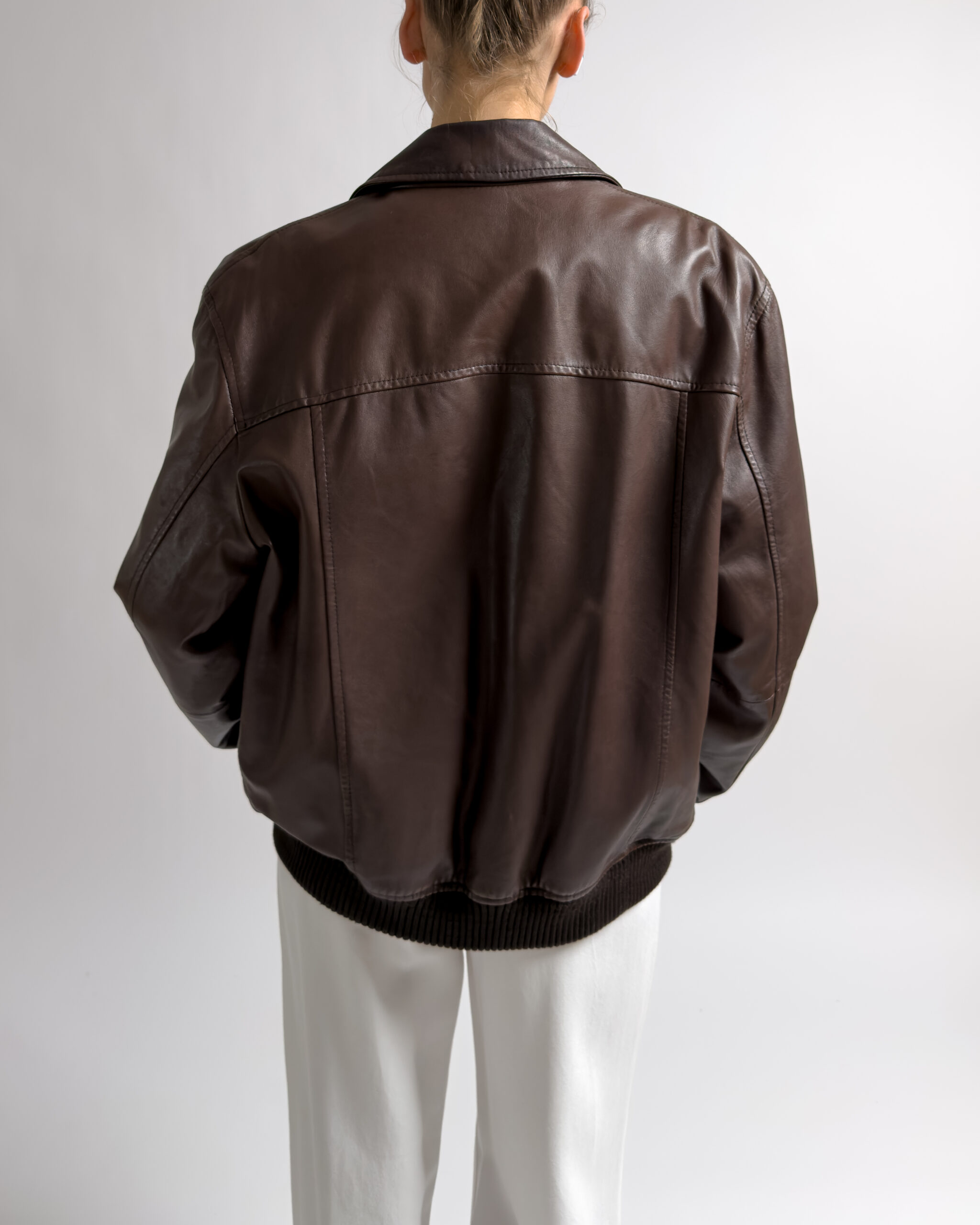 Italian Vintage Leather Bomber Jacket | Brown