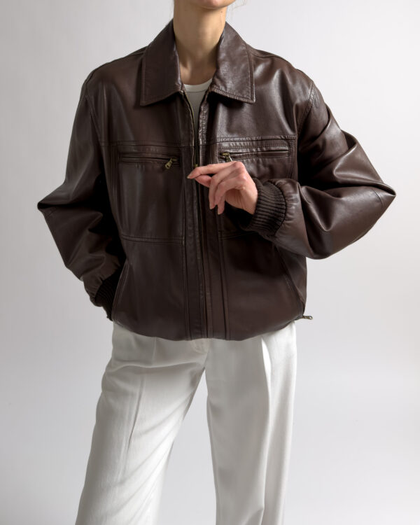 Italian Vintage Leather Bomber Jacket | Brown