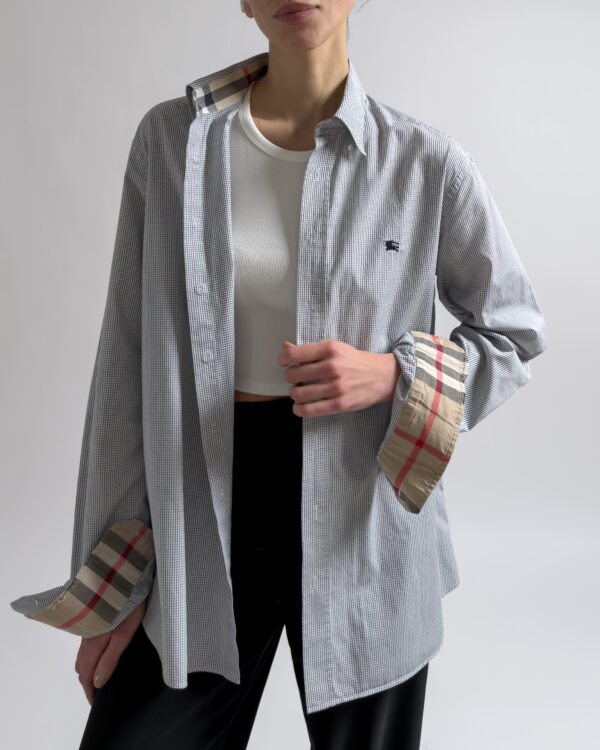 Burberry Check Cotton Shirt | Navy
