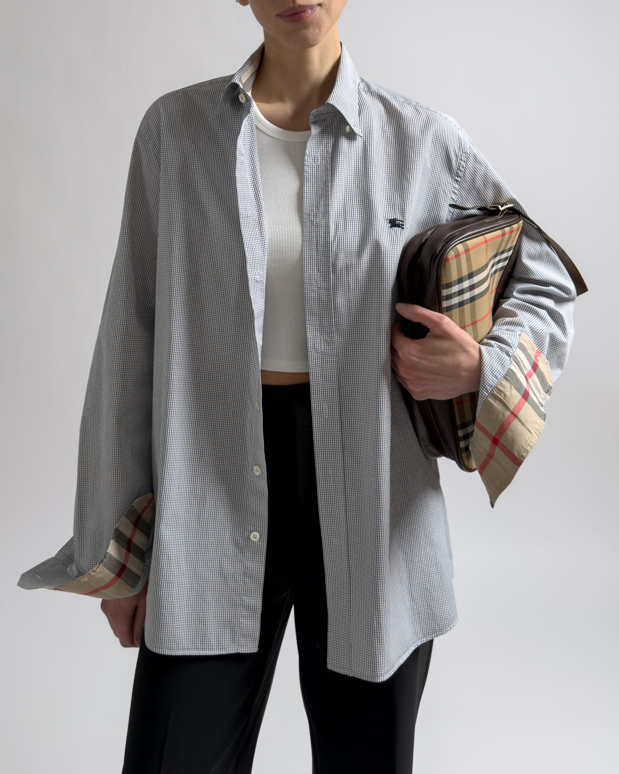 Burberry Check Cotton Shirt | Navy