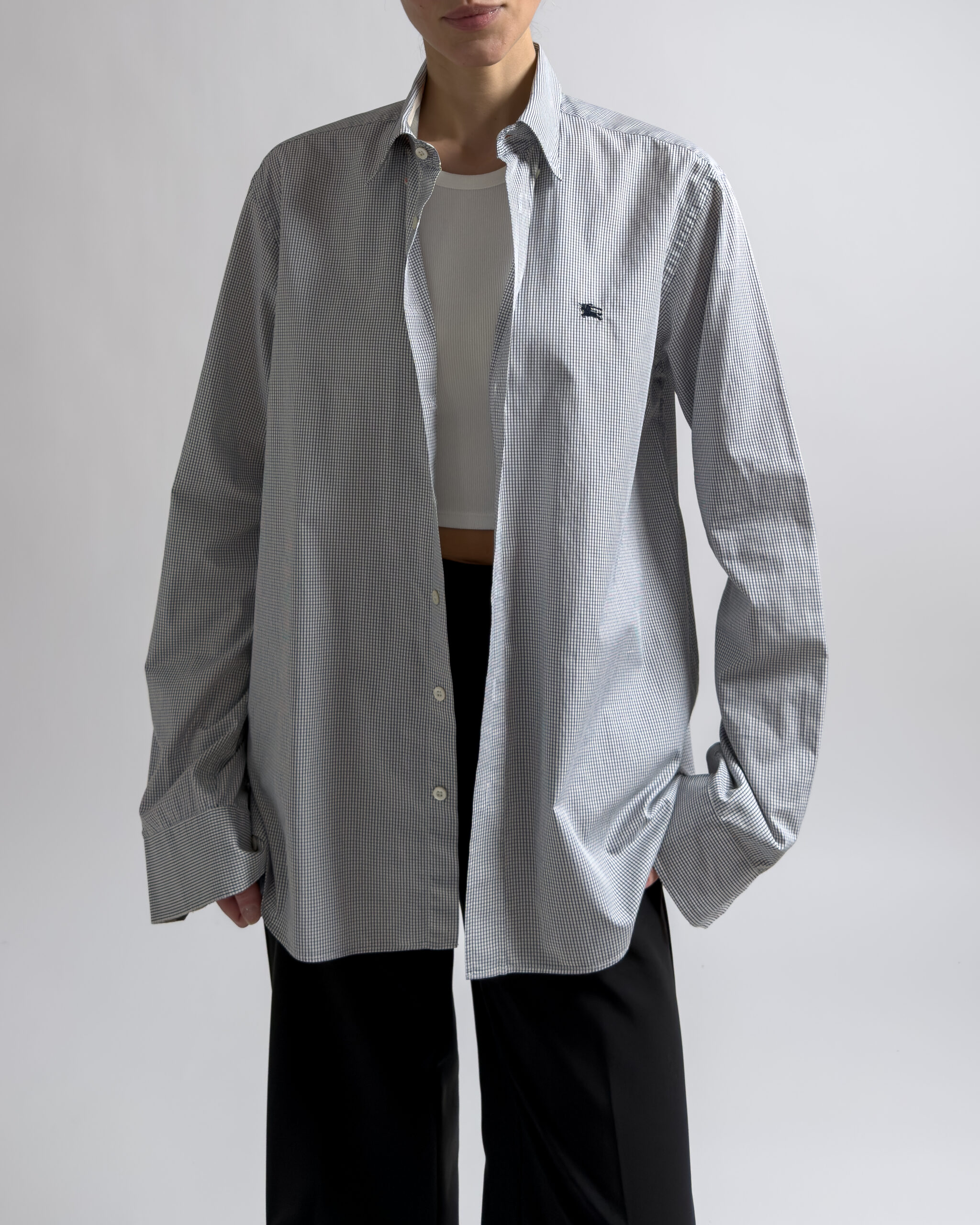 Burberry Check Cotton Shirt | Navy