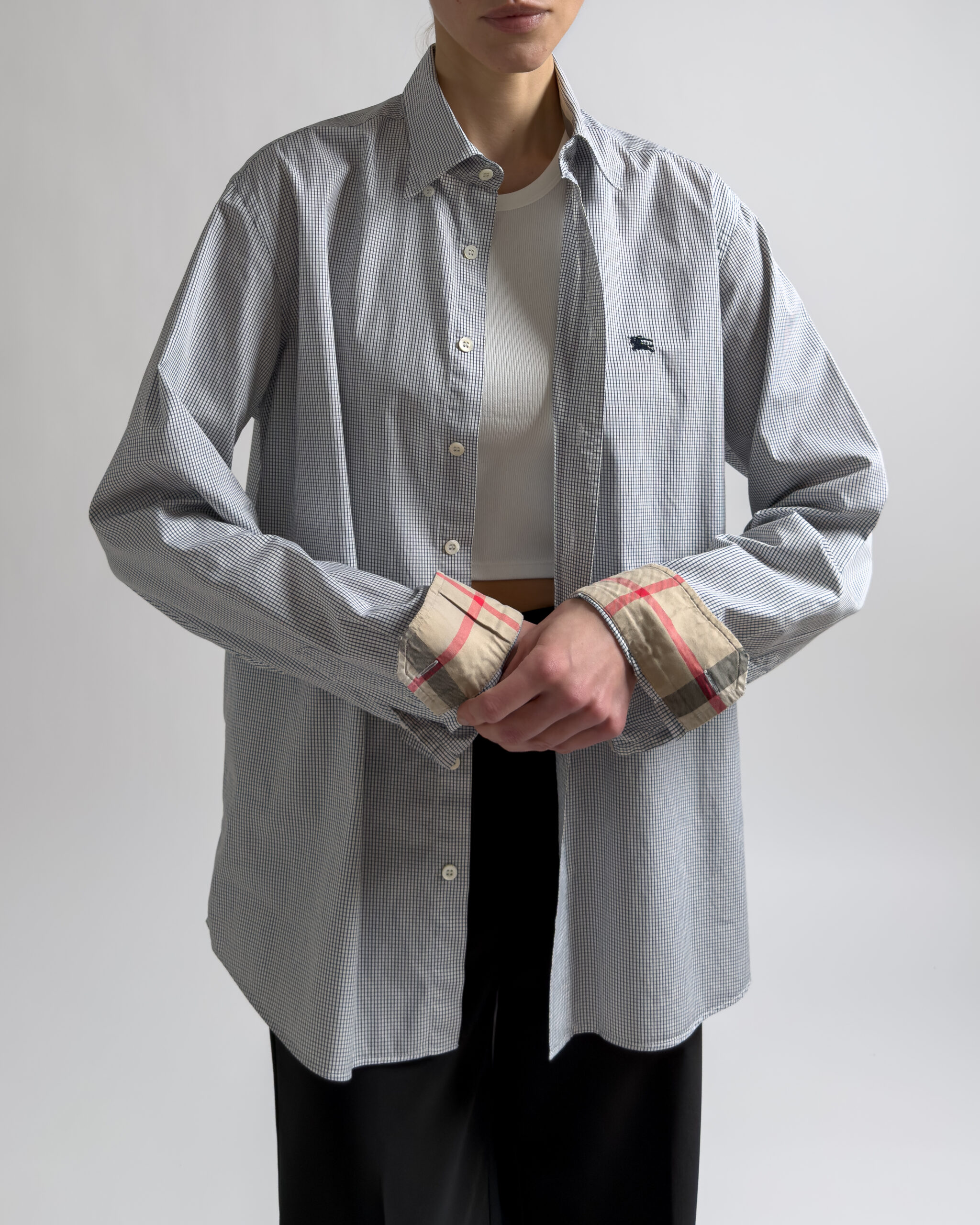 Burberry Check Cotton Shirt | Navy