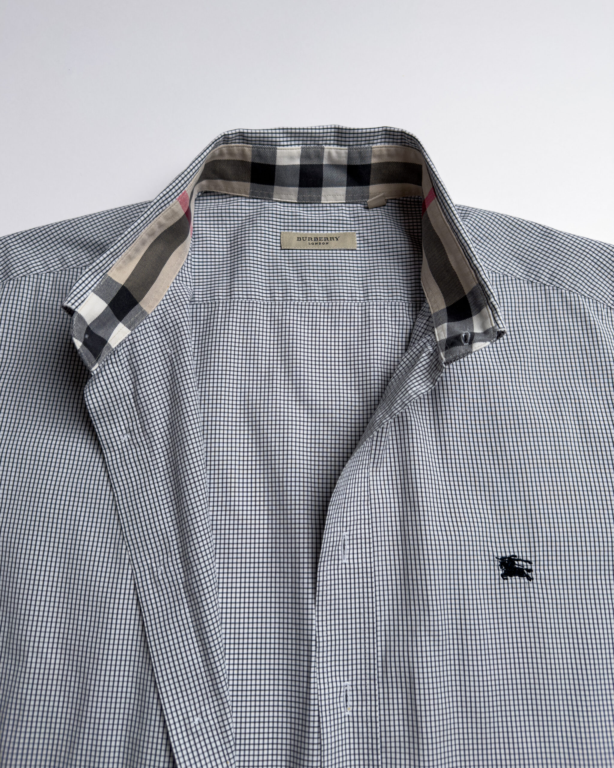 Burberry Check Cotton Shirt | Navy