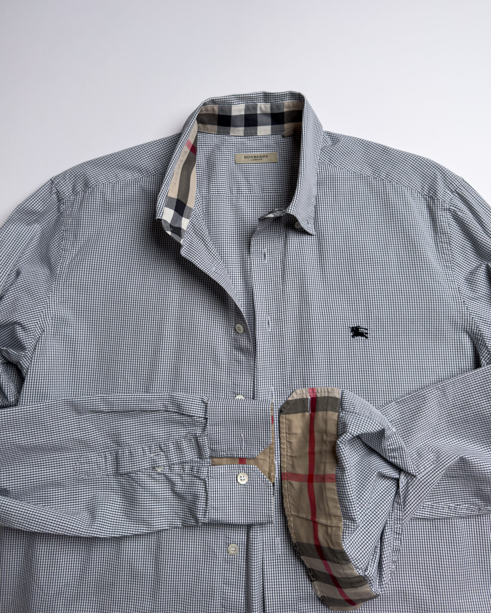 Burberry Check Cotton Shirt | Navy