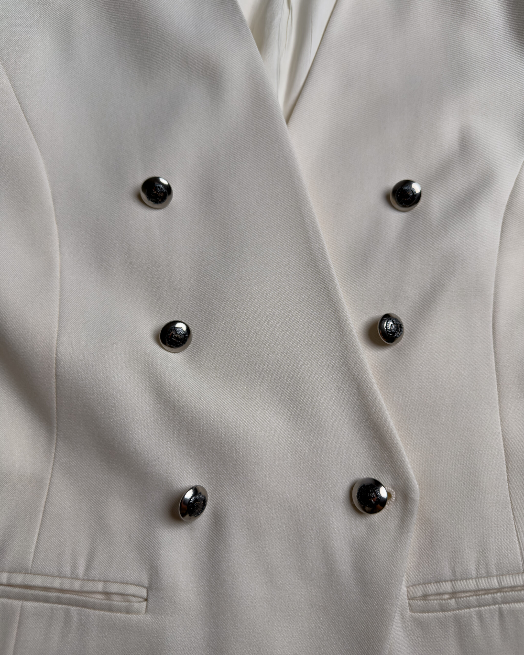 Vintage Double Breasted Viscose Blazer | Cream White