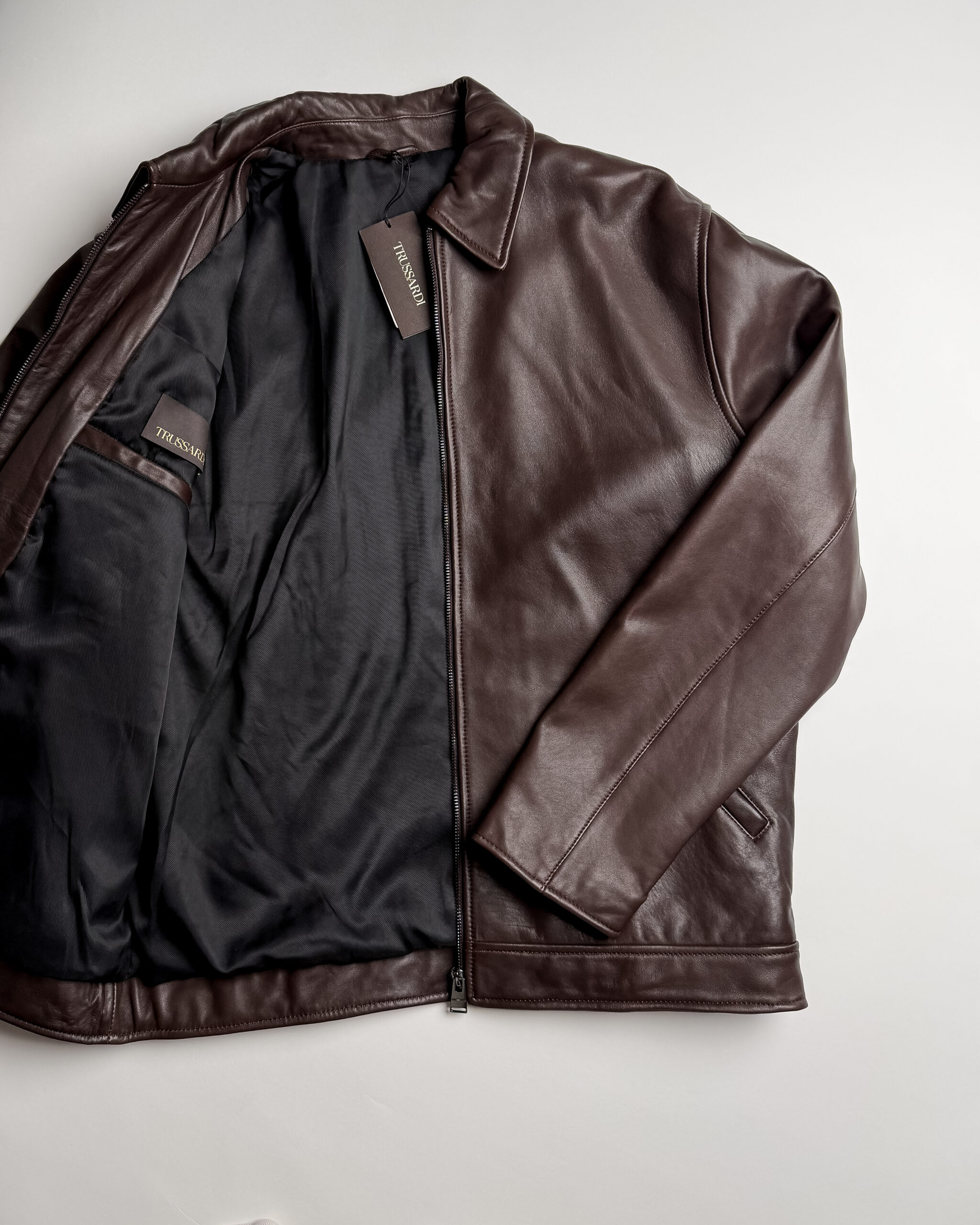 Trussardi Lamb Leather Jacket | Dark Brown
