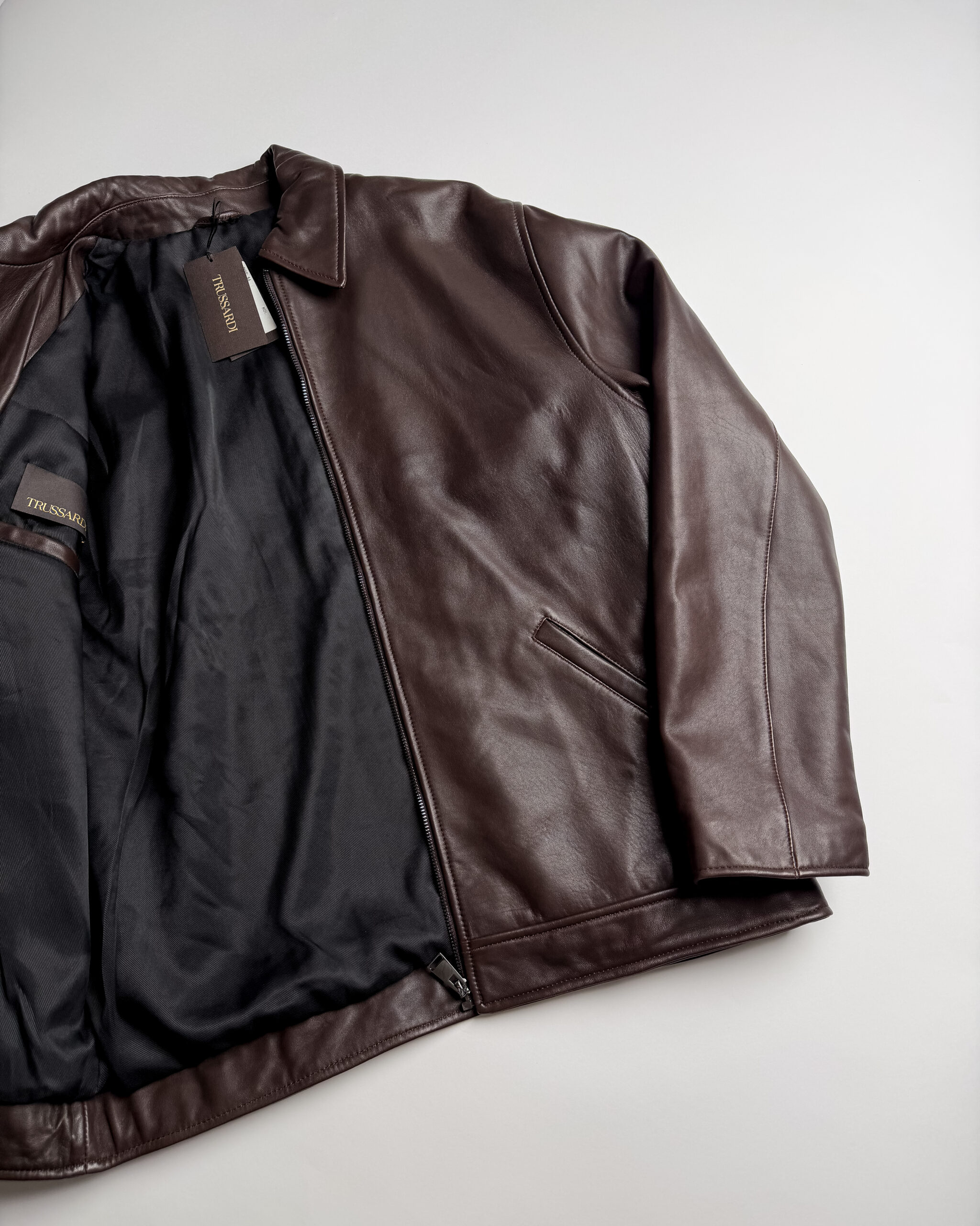 Trussardi Lamb Leather Jacket | Dark Brown
