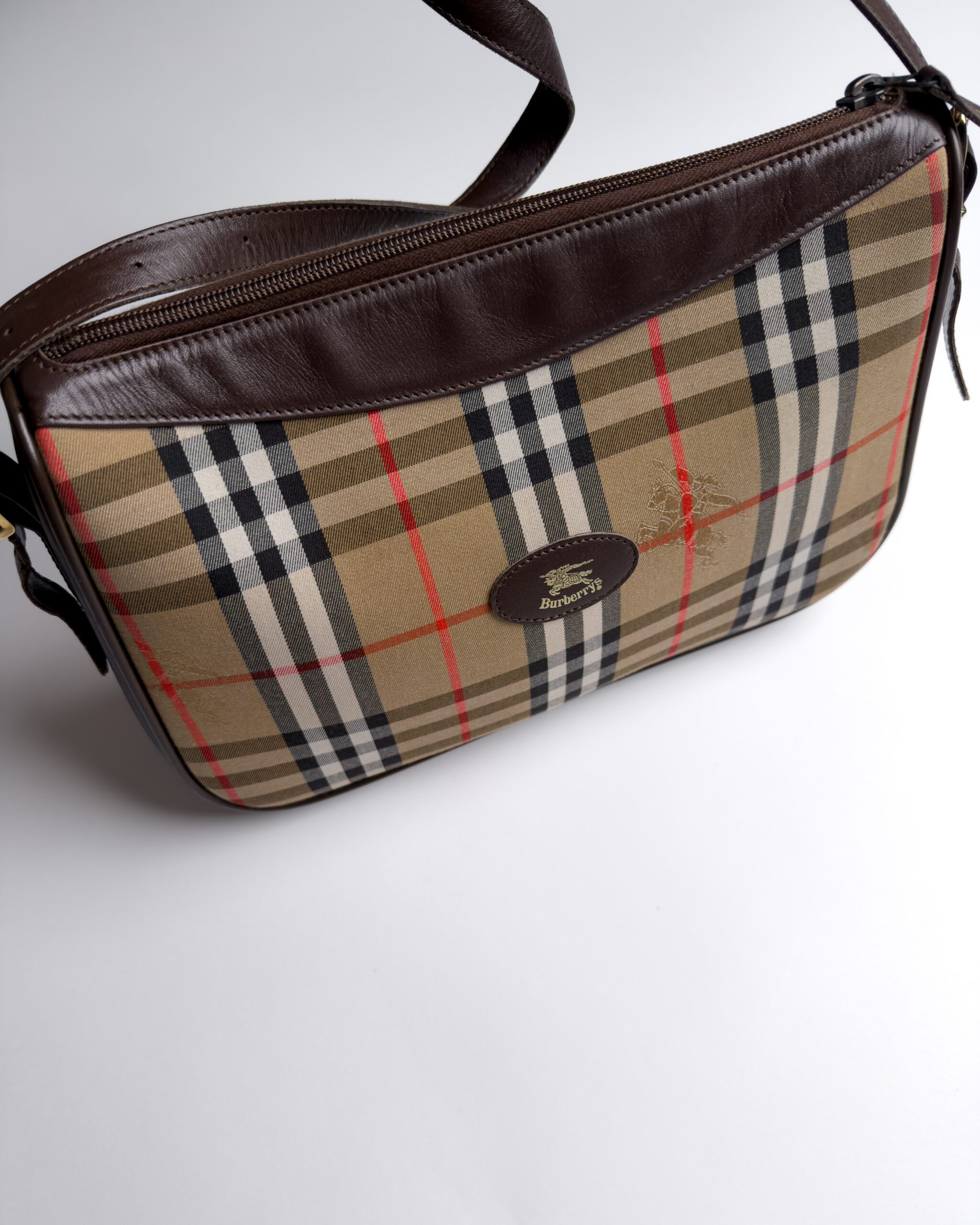 Burberry Nova Check Leather Shoulder Bag | Brown