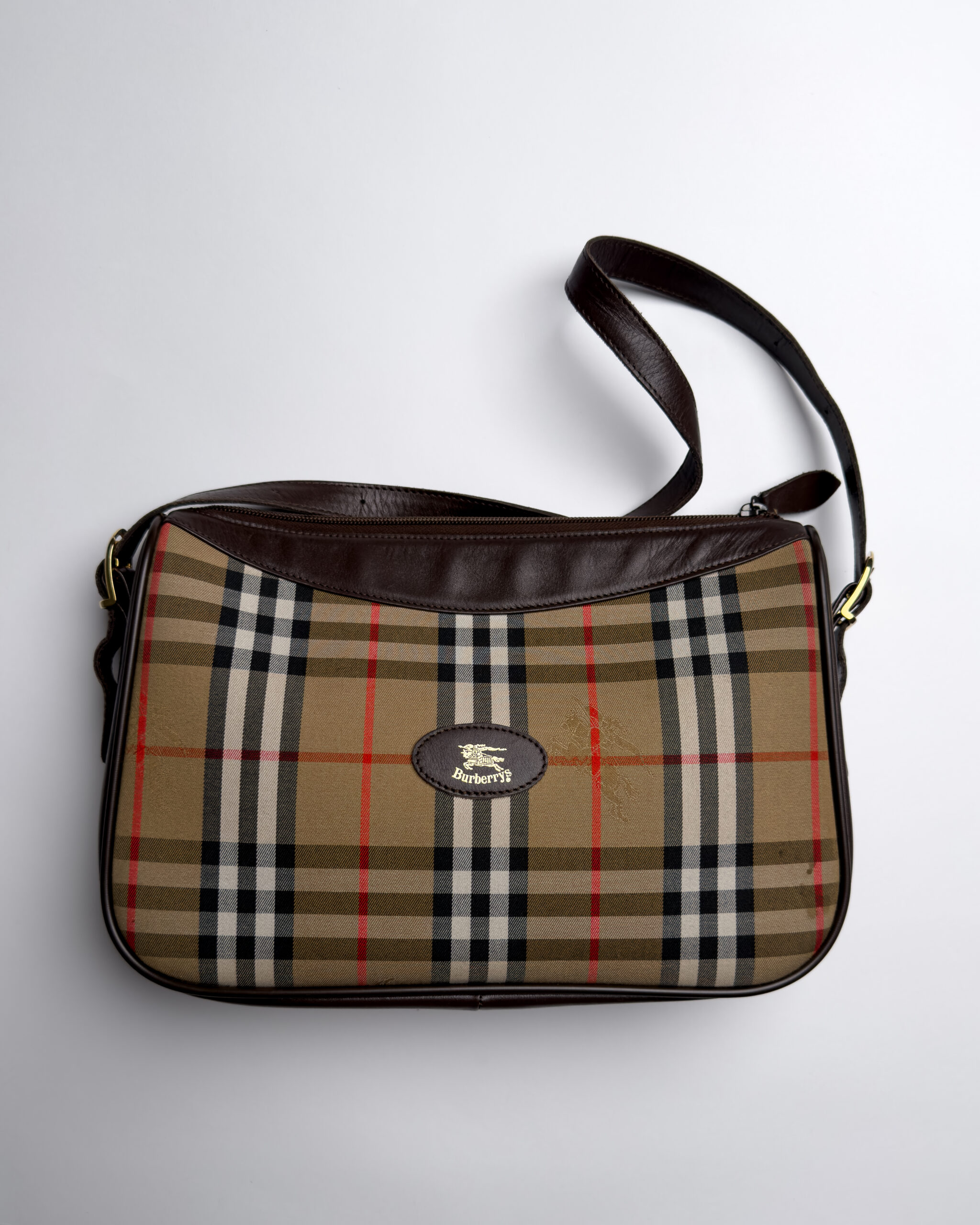 Burberry Nova Check Leather Shoulder Bag | Brown