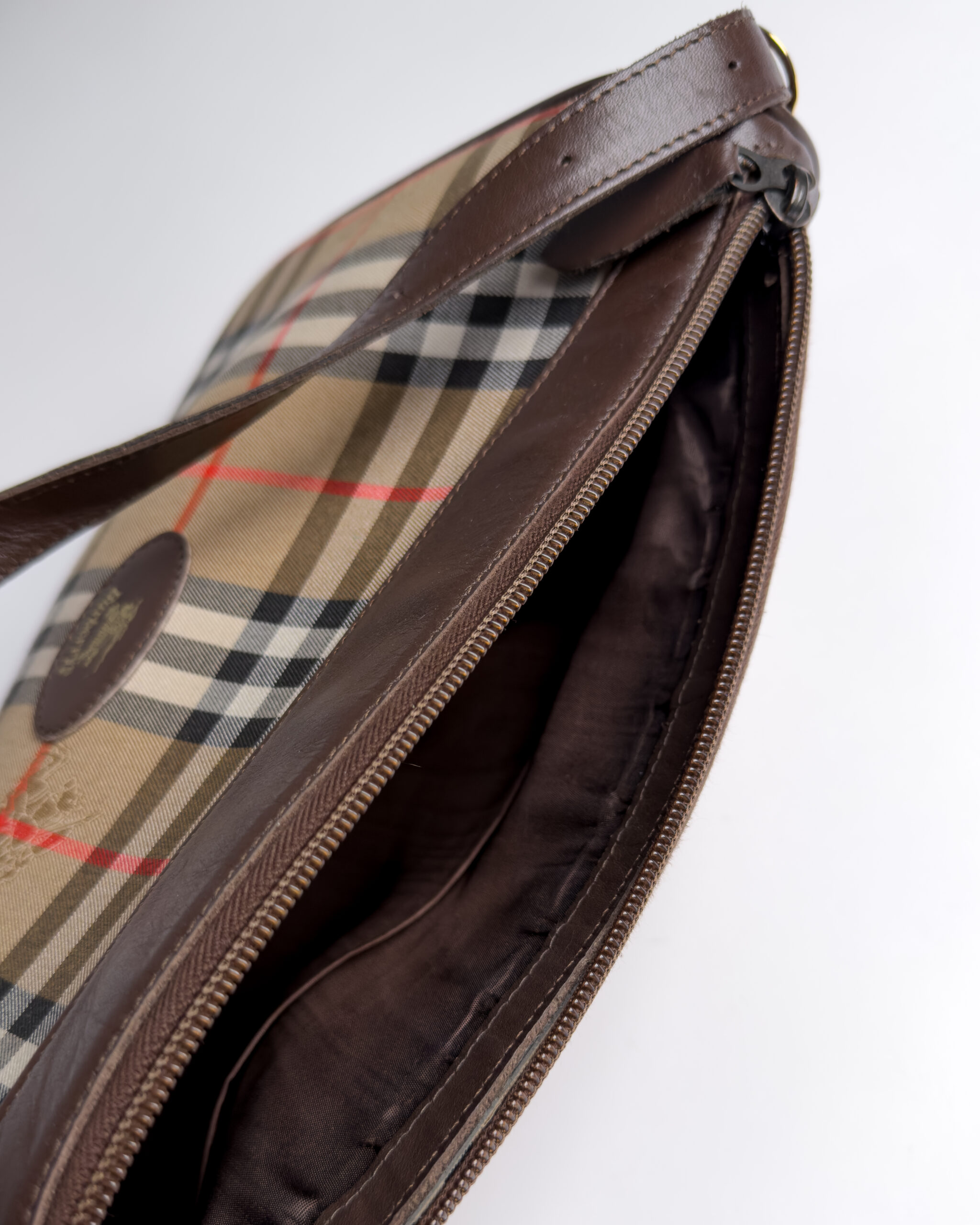 Burberry Nova Check Leather Shoulder Bag | Brown